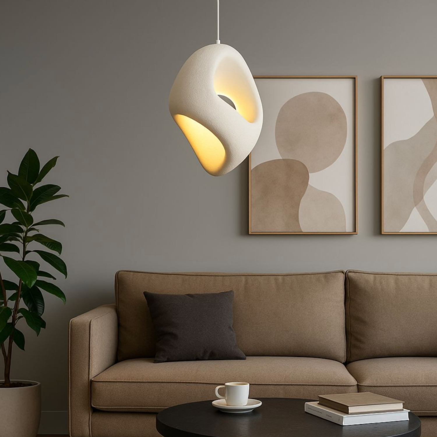 Zen Iki – Cream Japandi Textured Pendant Lamp 150cm - Cendre Home