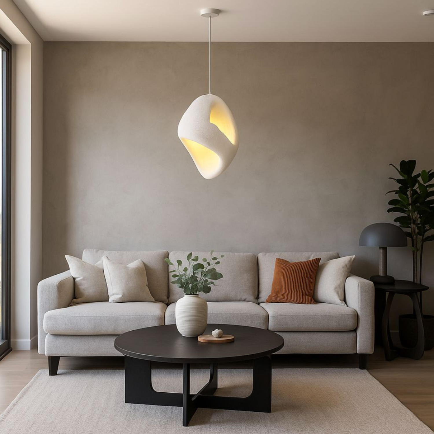Zen Iki – Cream Japandi Textured Pendant Lamp 150cm - Cendre Home