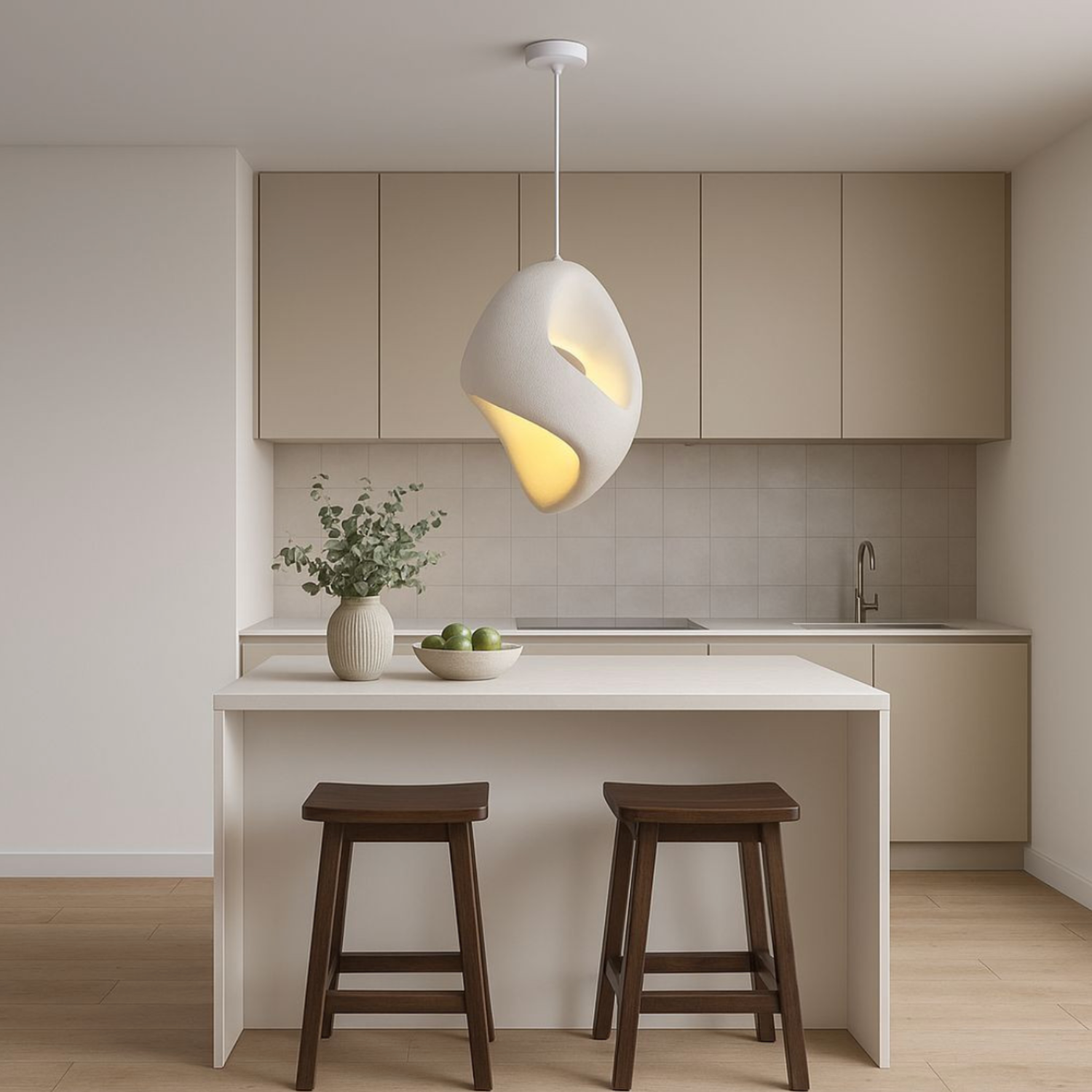 Zen Iki – Cream Japandi Textured Pendant Lamp 150cm - Cendre Home