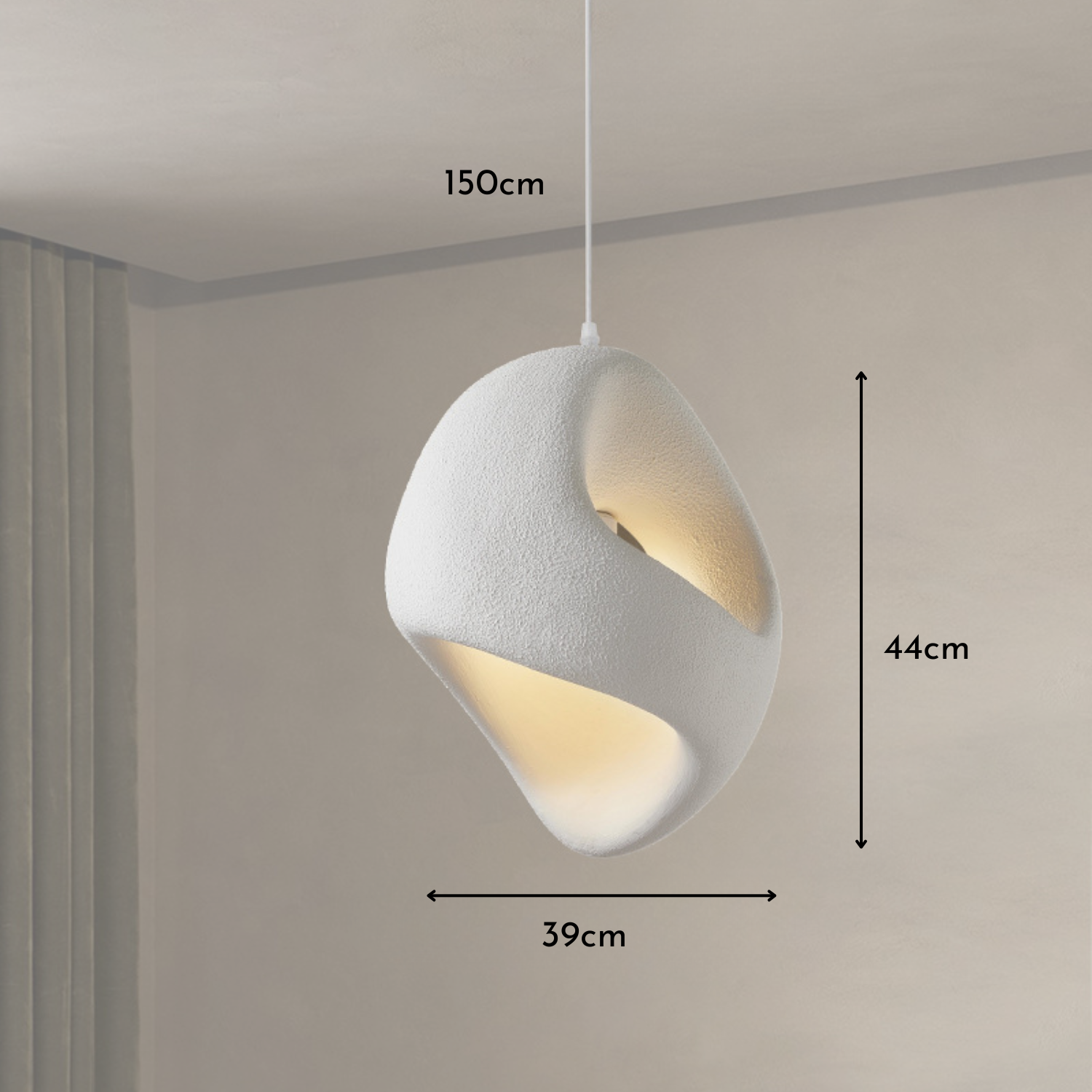 Zen Iki – Cream Japandi Textured Pendant Lamp 150cm - Cendre Home