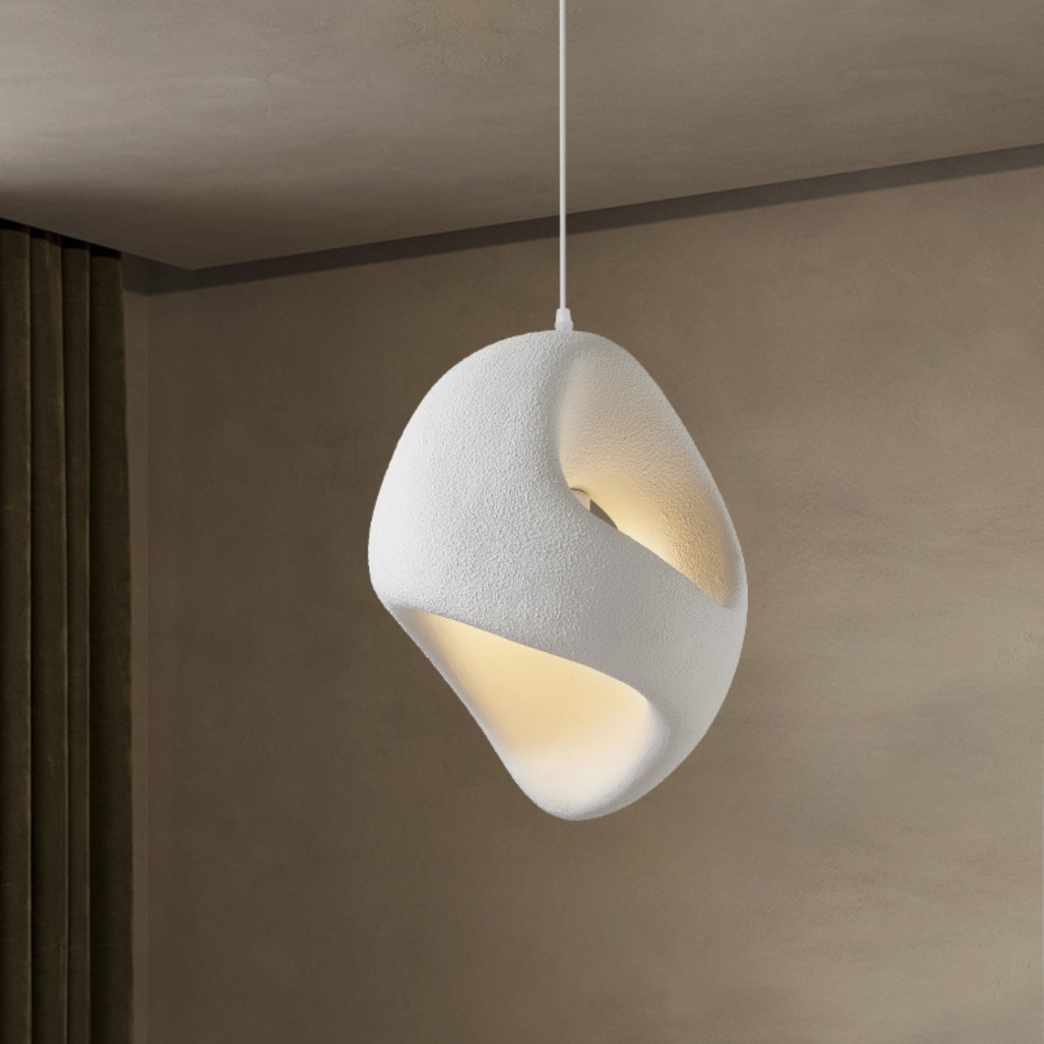 Zen Iki – Cream Japandi Textured Pendant Lamp 150cm - Cendre Home