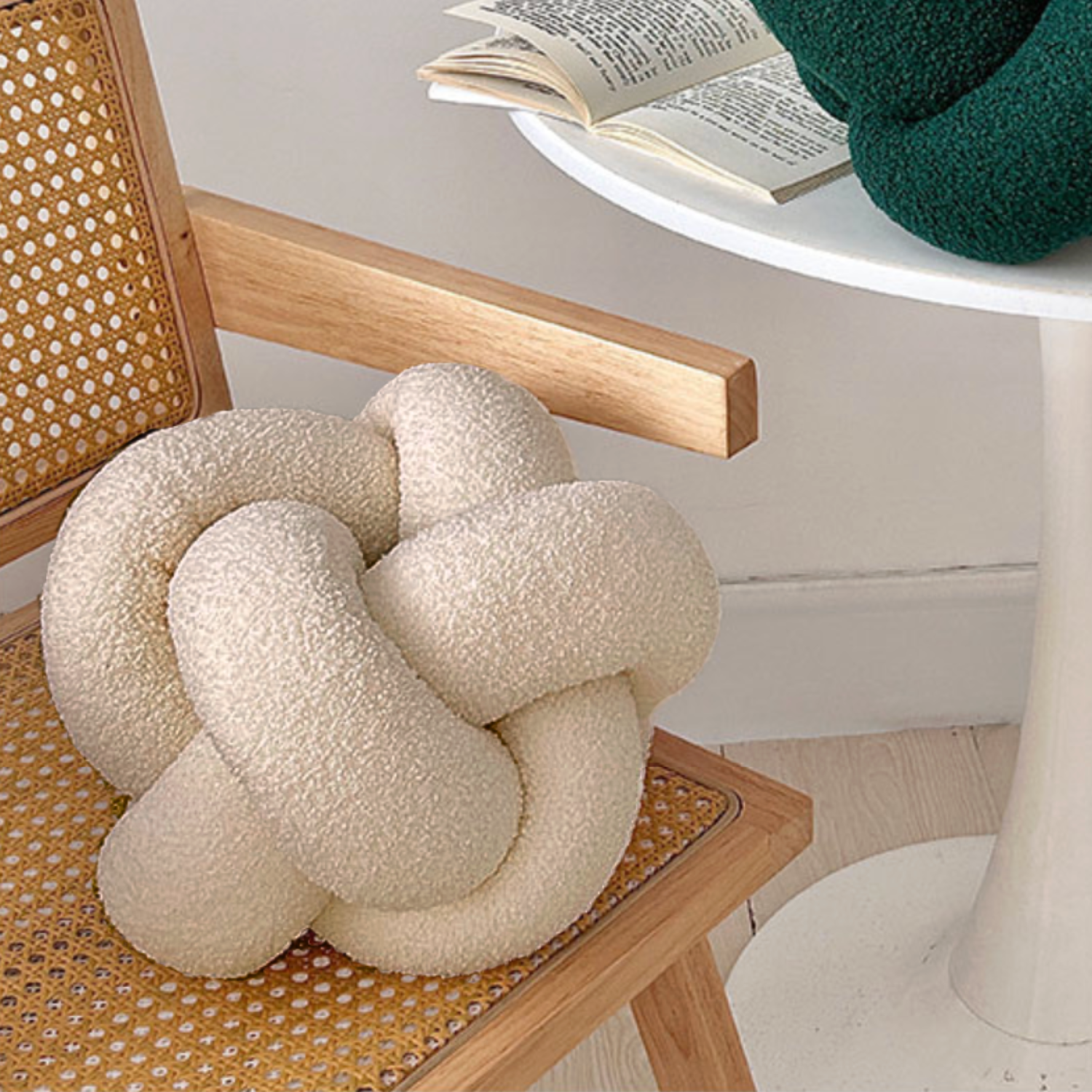 Bela Knot Cushion | Soft Bouclé Fabric, Sculptural Design