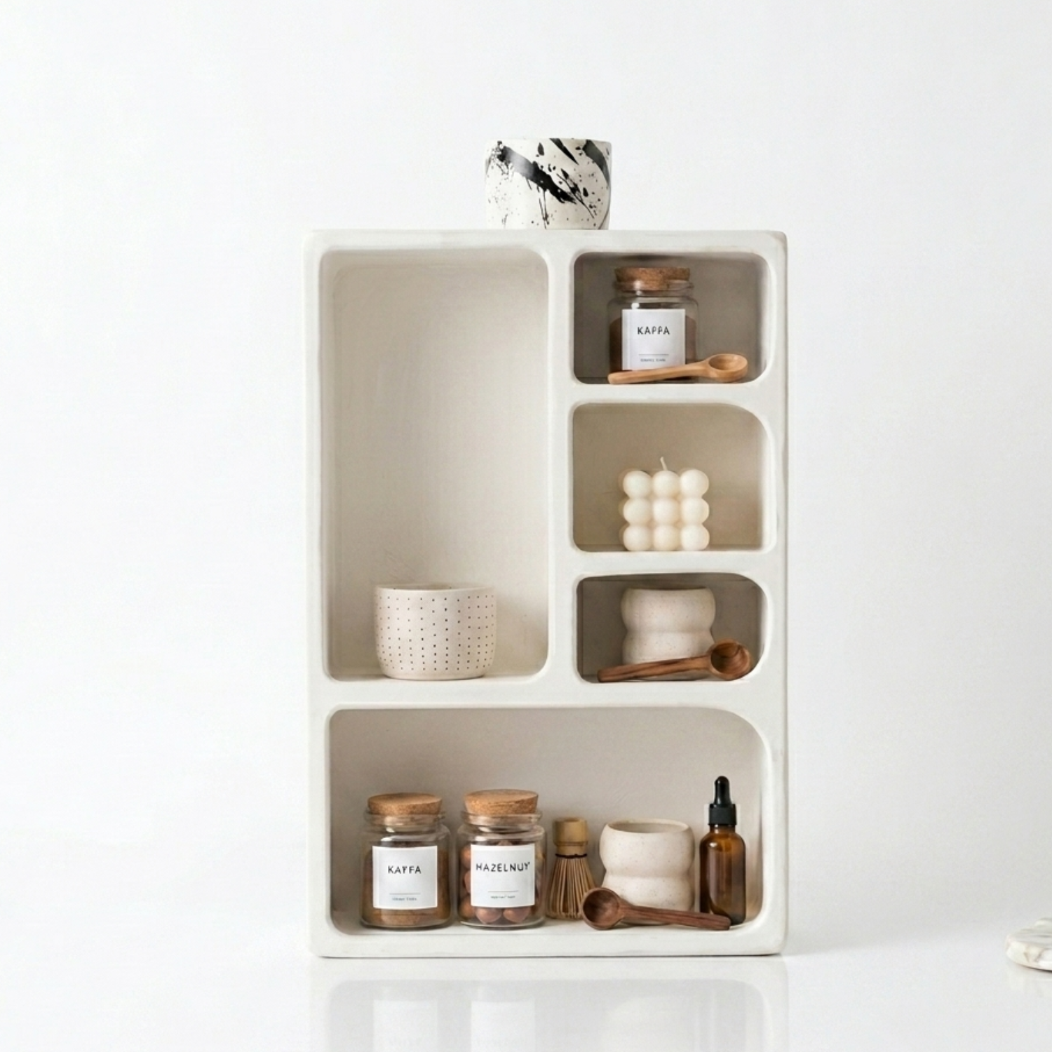 Bela Geometric Organiser Shelf | Versatile Ivory Design