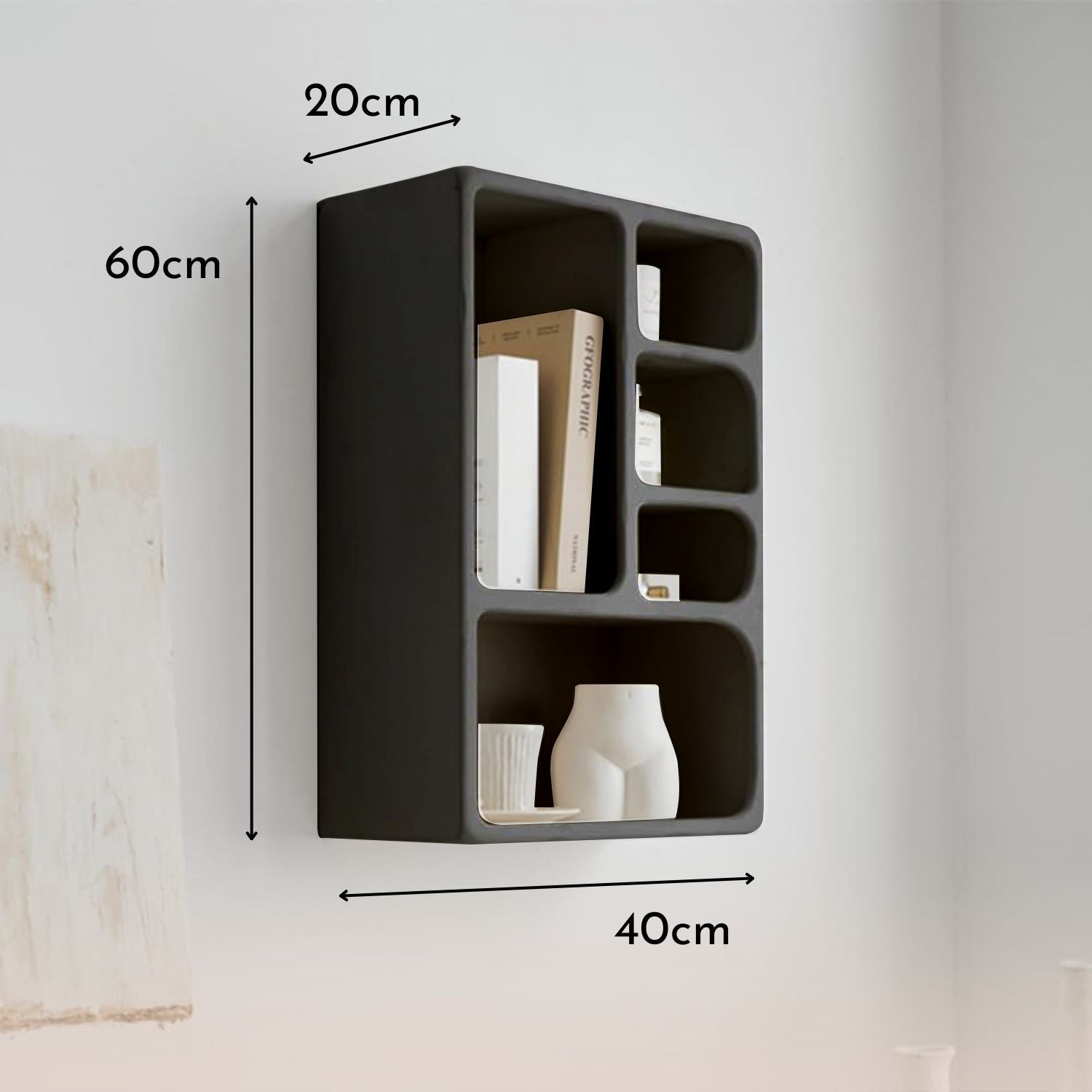 Bela Geometric Organiser Shelf | Versatile Black Design