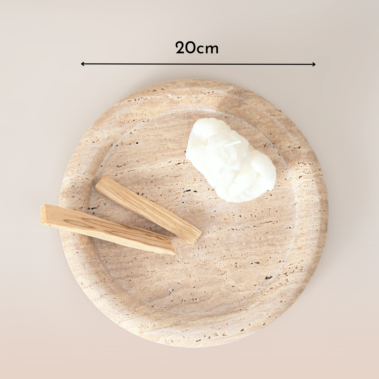 Bela Round Stone Tray | Amber Travertine, 20 cm Diameter