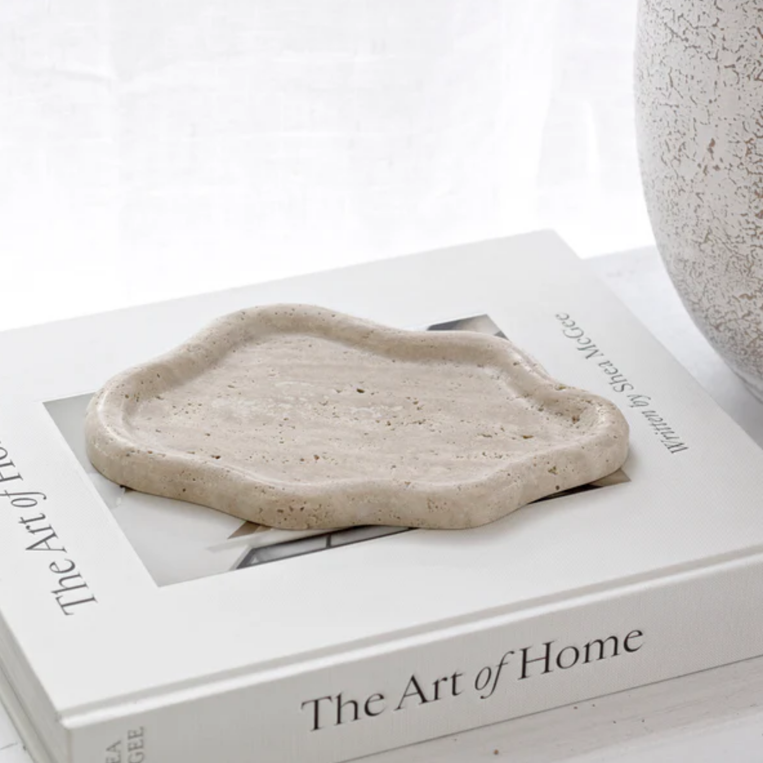 Cielo Travertine Stone Tray | Irregular Design, Natural Texture