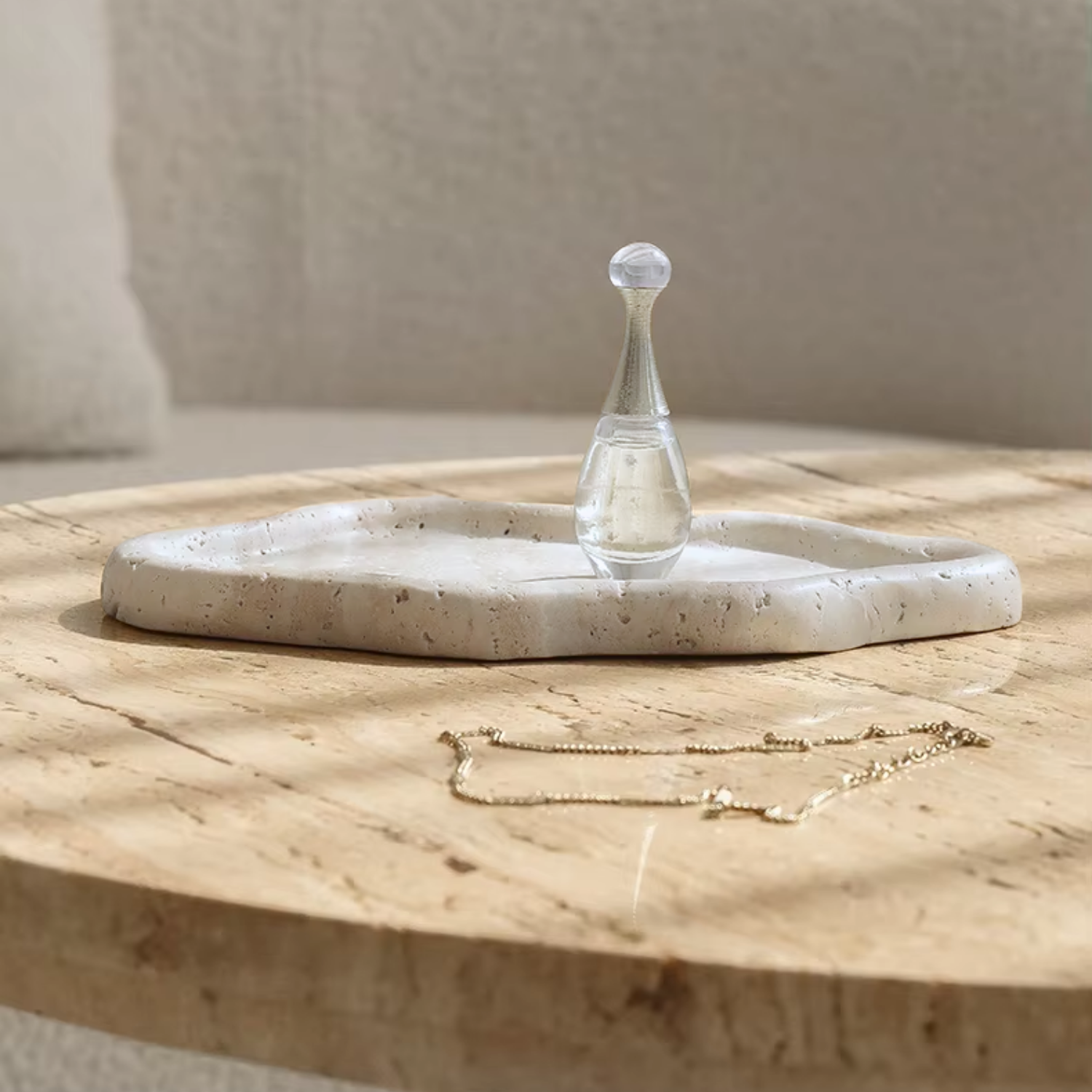 Cielo Travertine Stone Tray | Irregular Design, Natural Texture