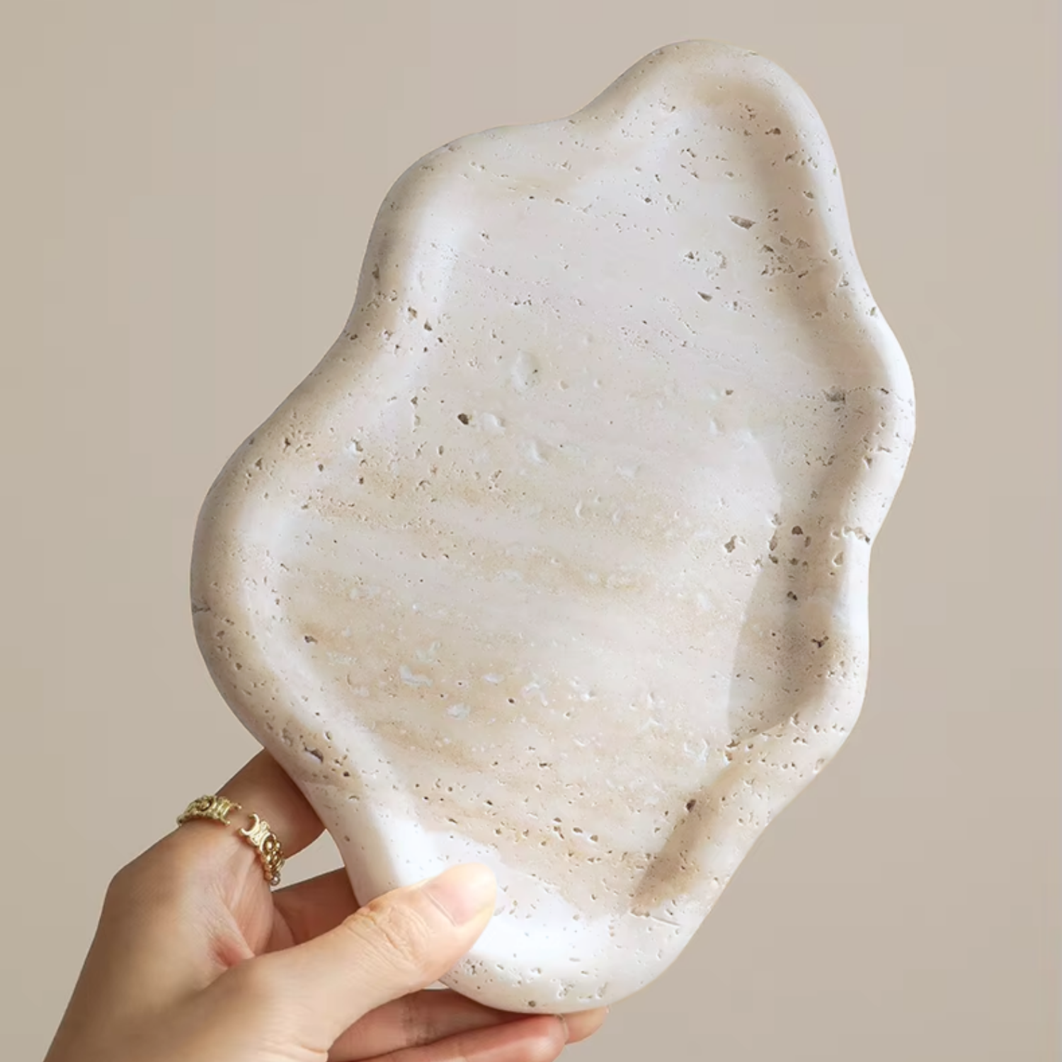 Cielo Stone Tray | Irregular Cloud Design, Natural Travertine