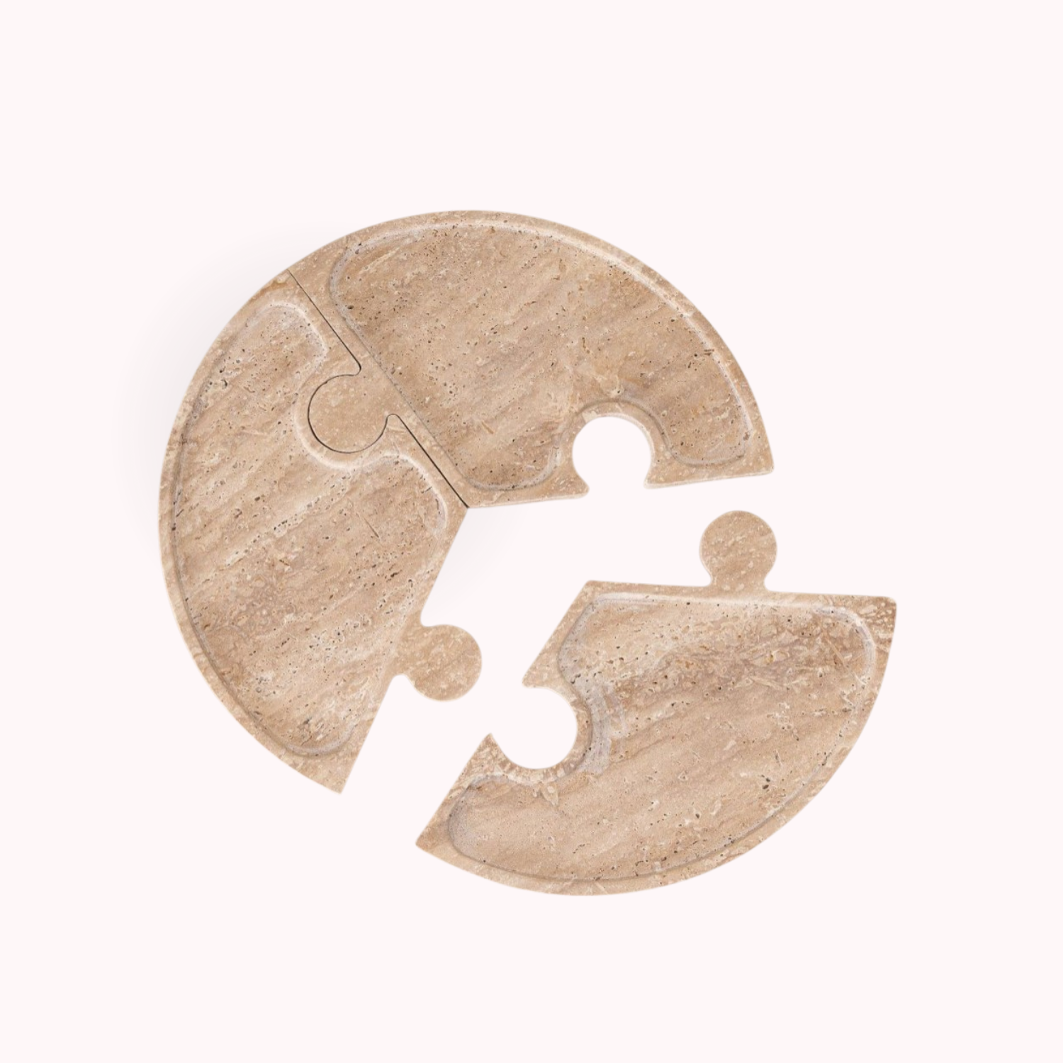 Bello Travertine Puzzle Tray | 3-in-1 Design, Natural Stone