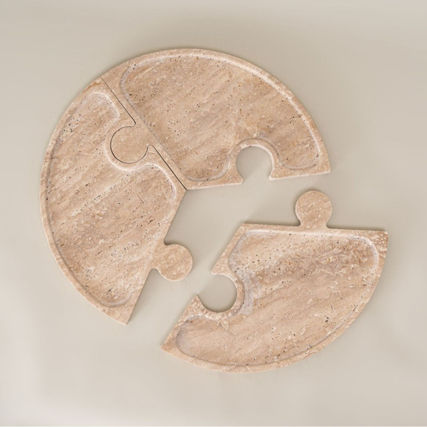 Bela Travertine Puzzle Tray | 3-in-1 Design, Natural Stone