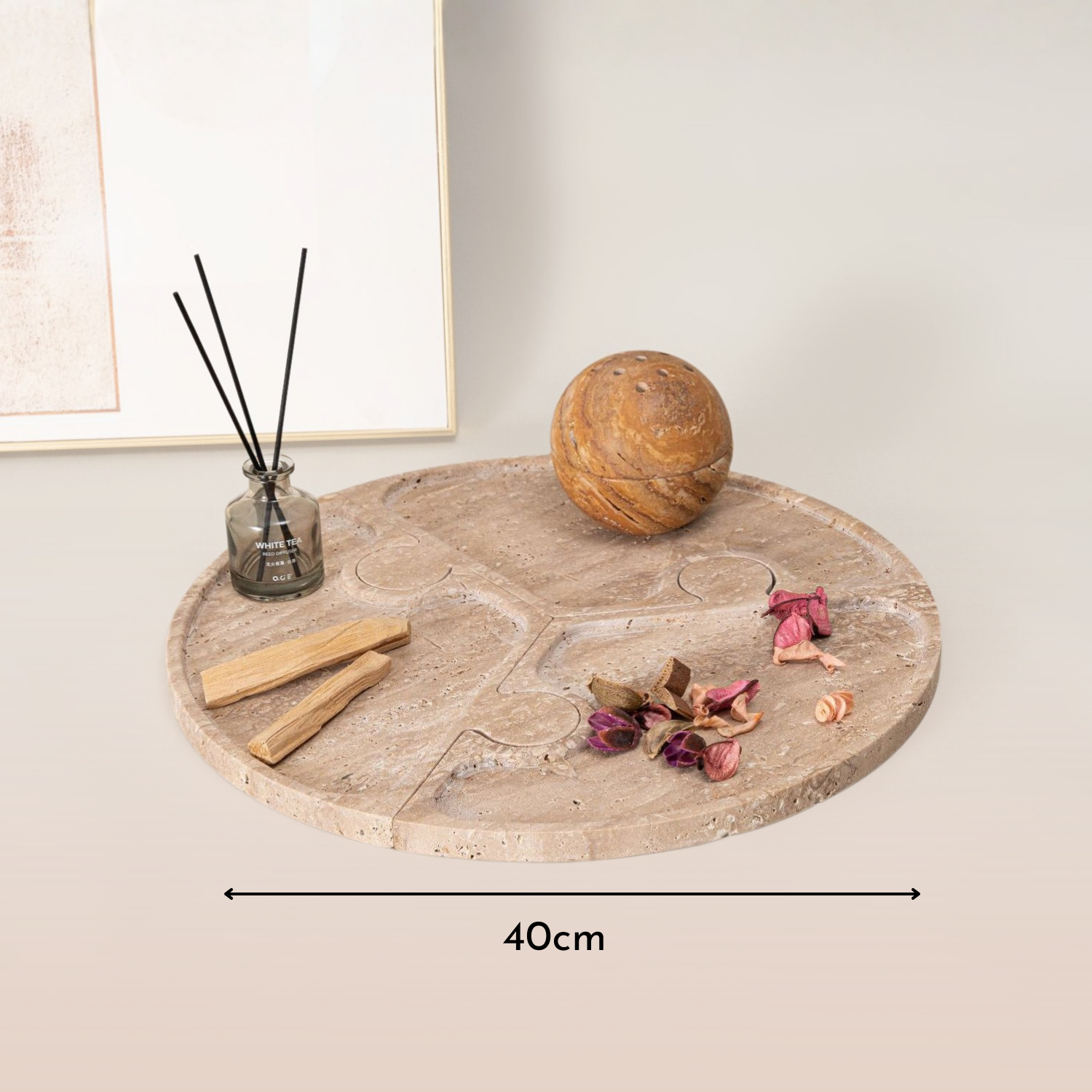 Bello Travertine Puzzle Tray | 3-in-1 Design, Natural Stone