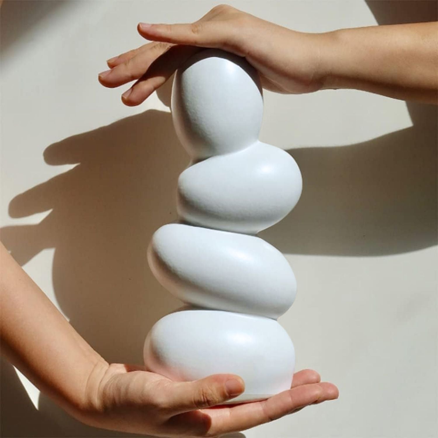 Bela Ceramic Centrepiece Vase | Abstract Design, Durable White Finish
