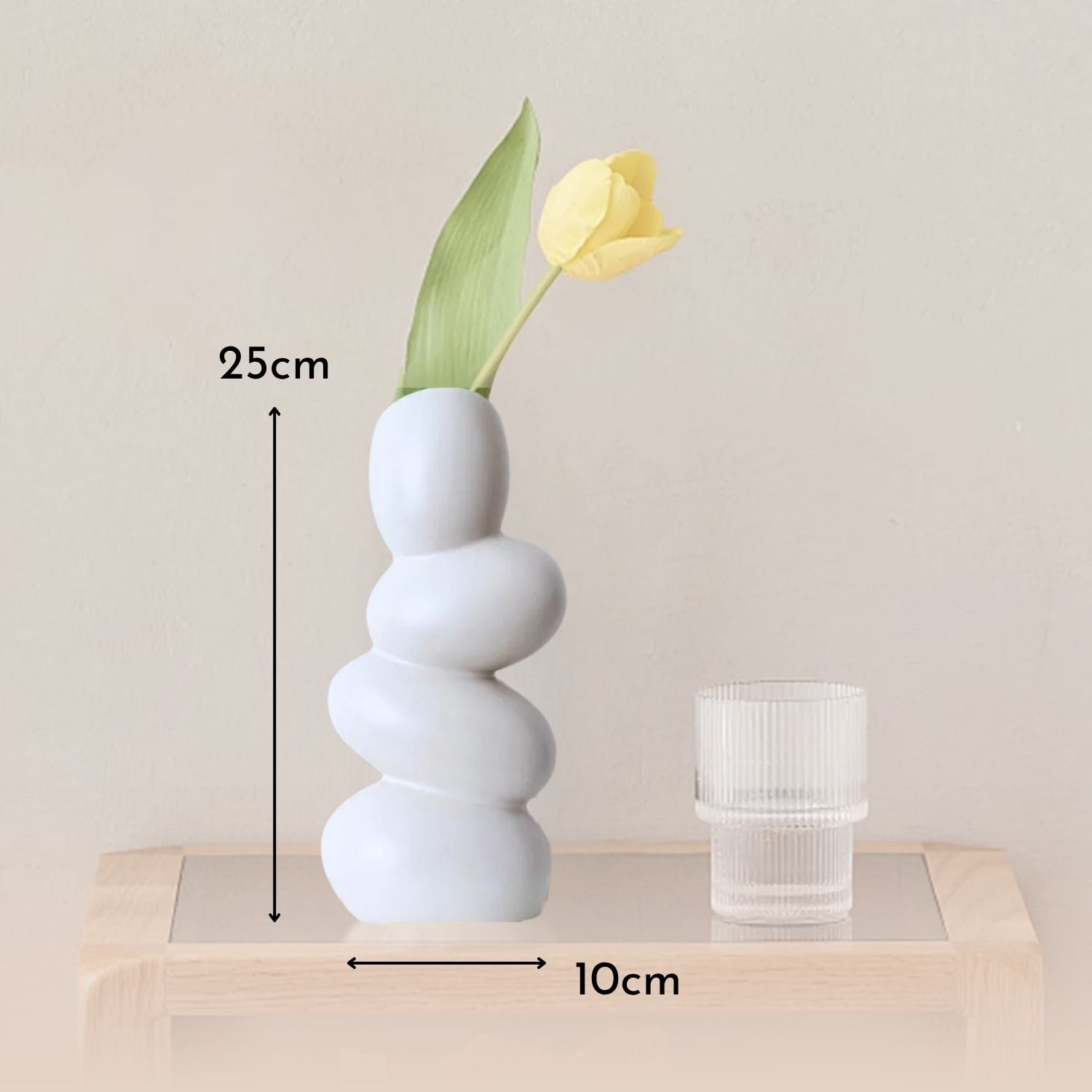 Bela Ceramic Centrepiece Vase | Abstract Design, Durable White Finish