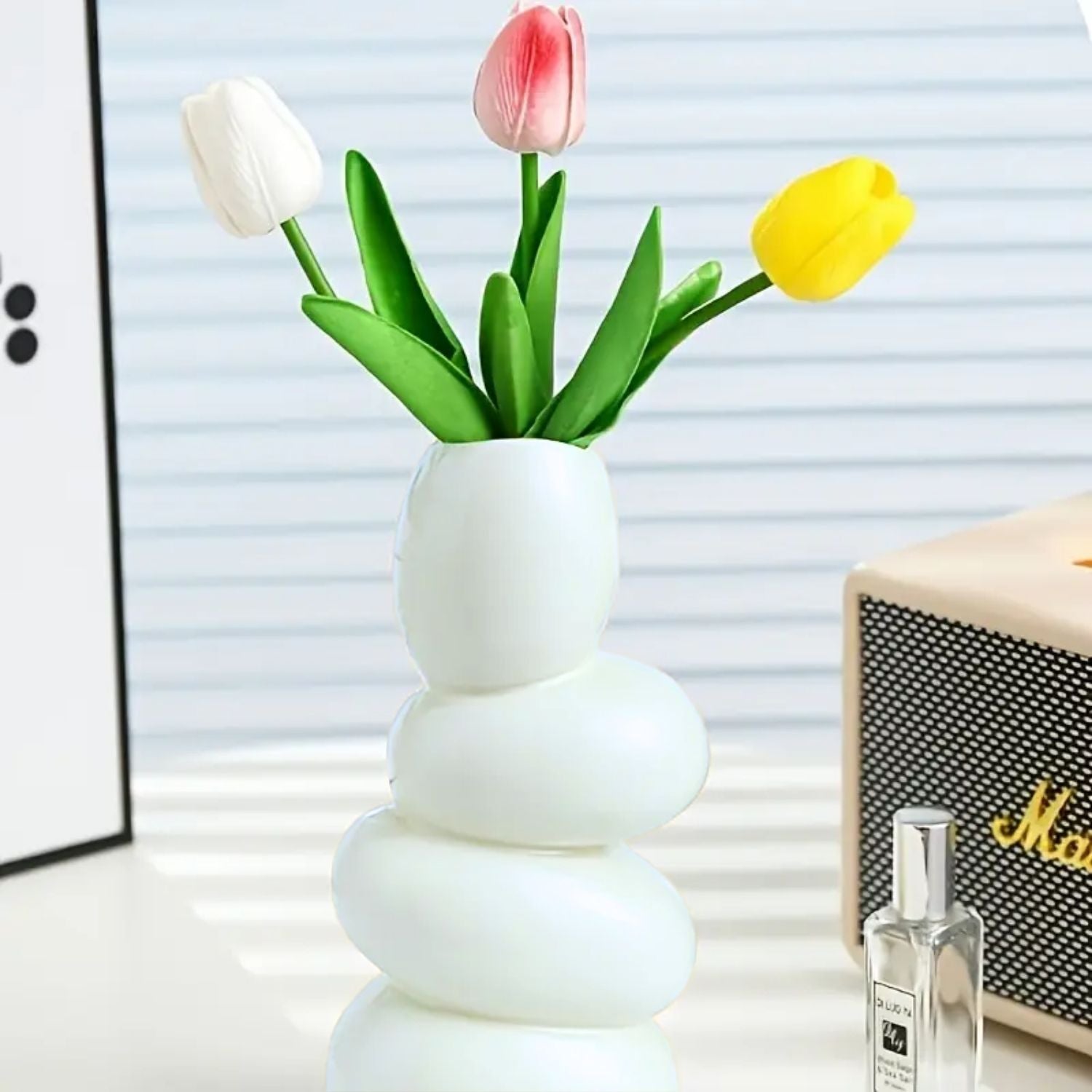 Bela Ceramic Centrepiece Vase | Abstract Stacked Stone Design