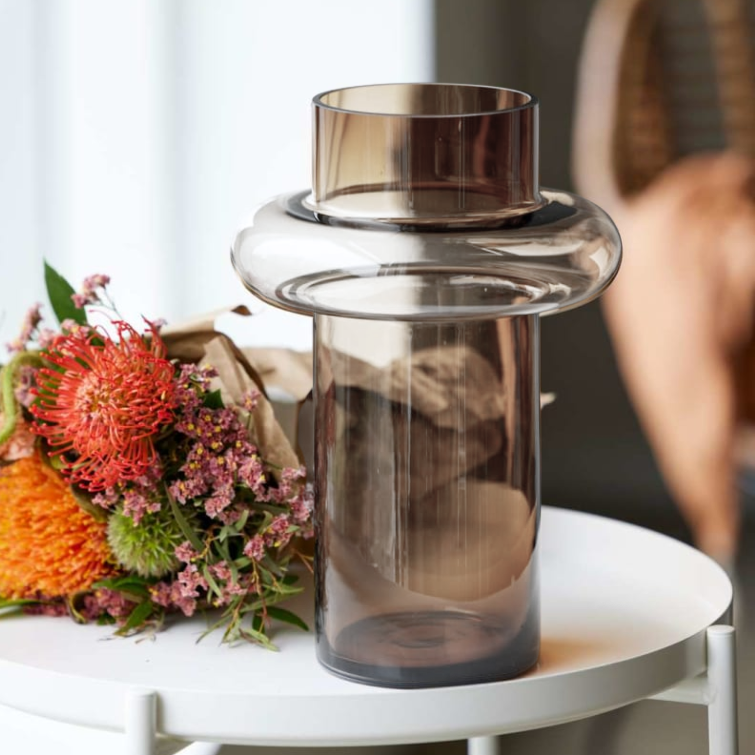 Bela Amber Ring Vase | High-Strength Glass, Ombre Design
