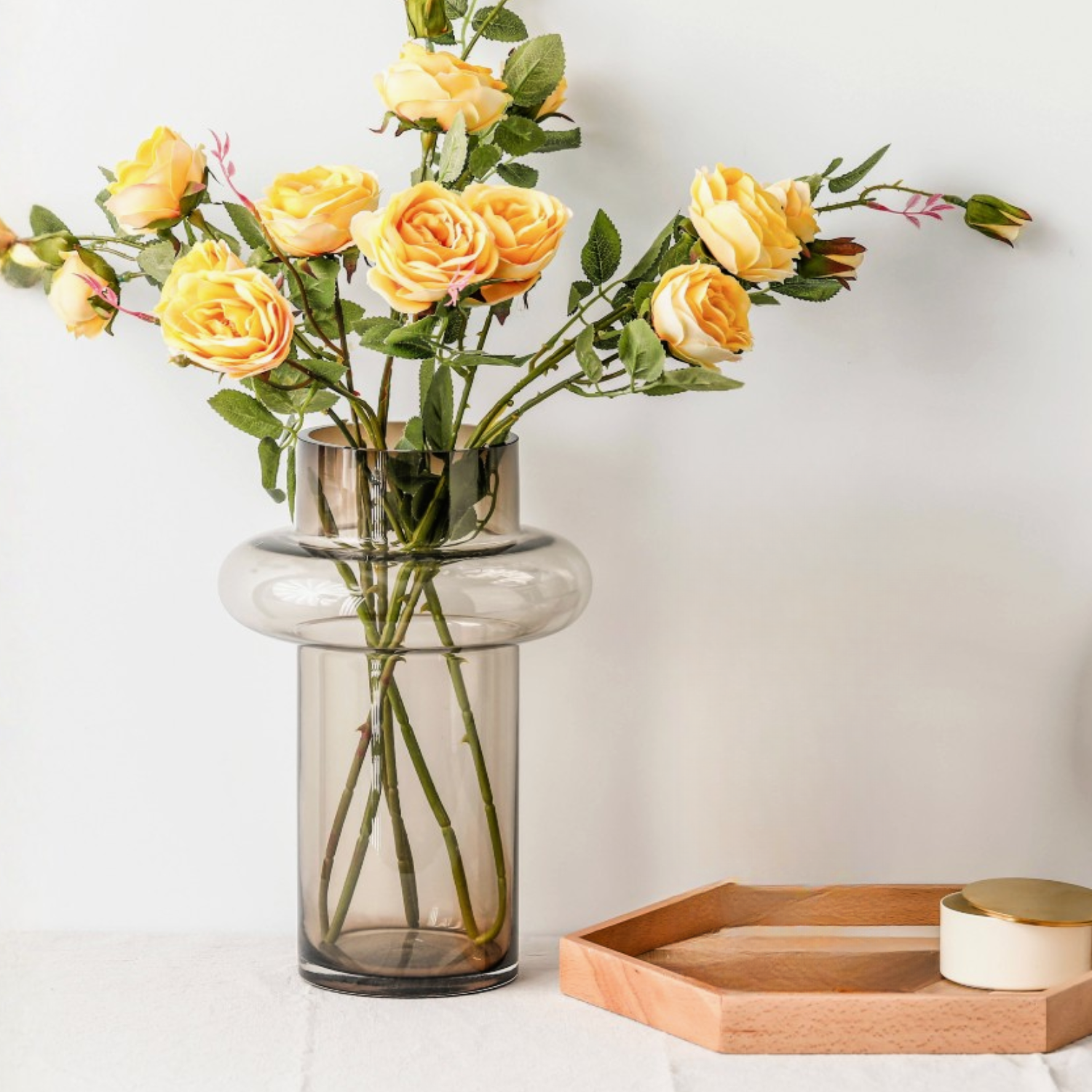 Bela Amber Ring Vase | High-Strength Glass, Ombre Design