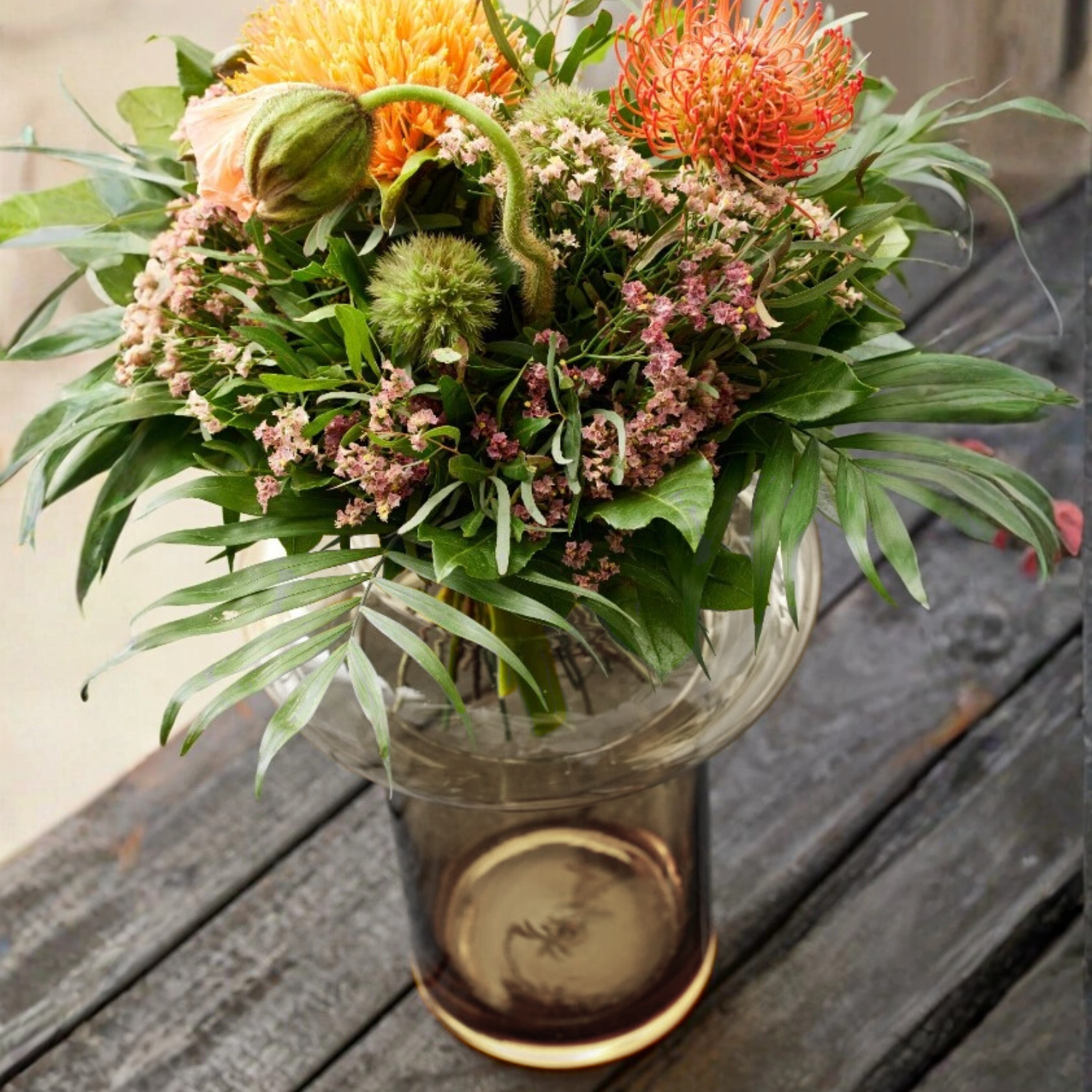 Bela Amber Ring Vase | High-Strength Glass, Ombre Design
