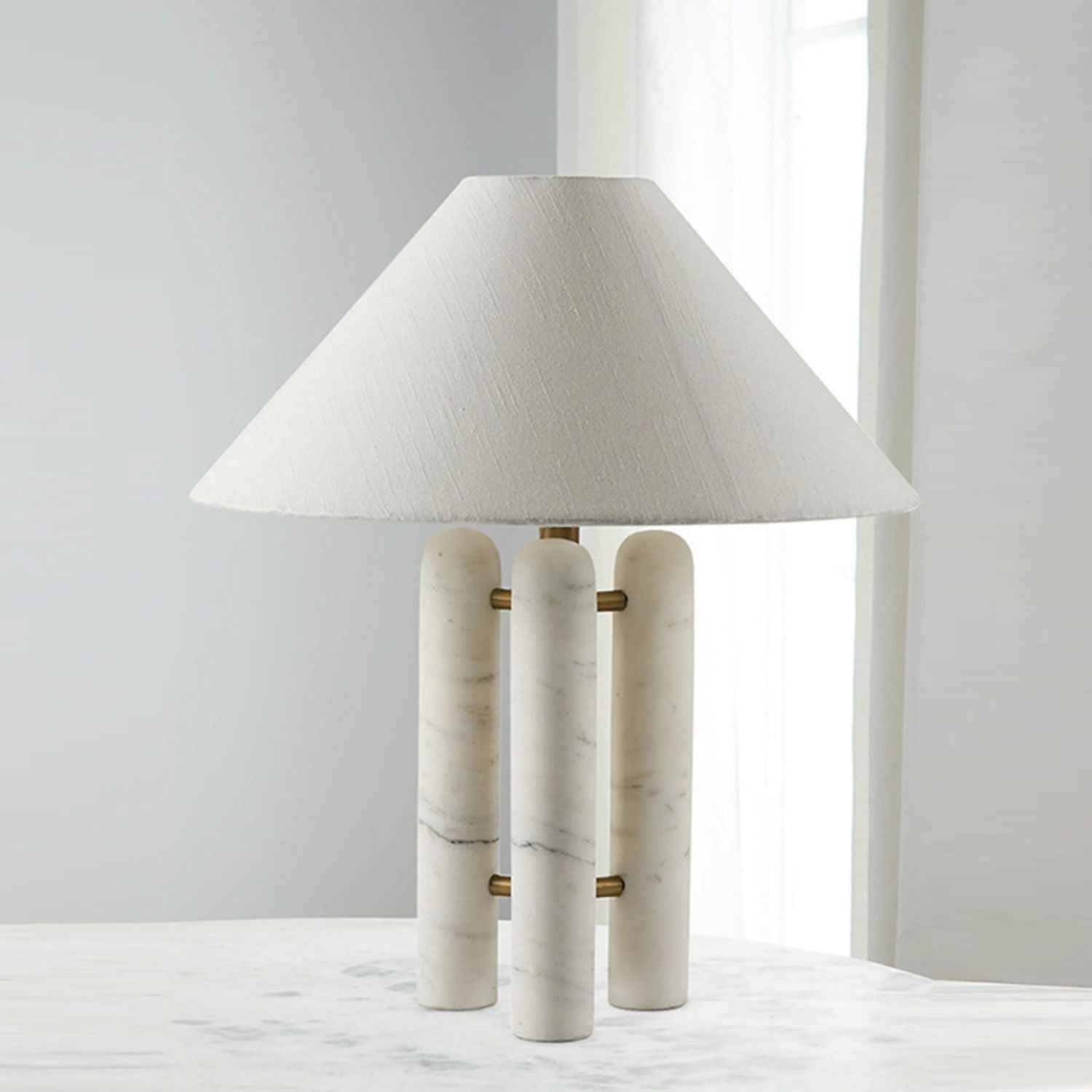 Nordic – Cream Marble Table Lamp 48cm - Cendre Home