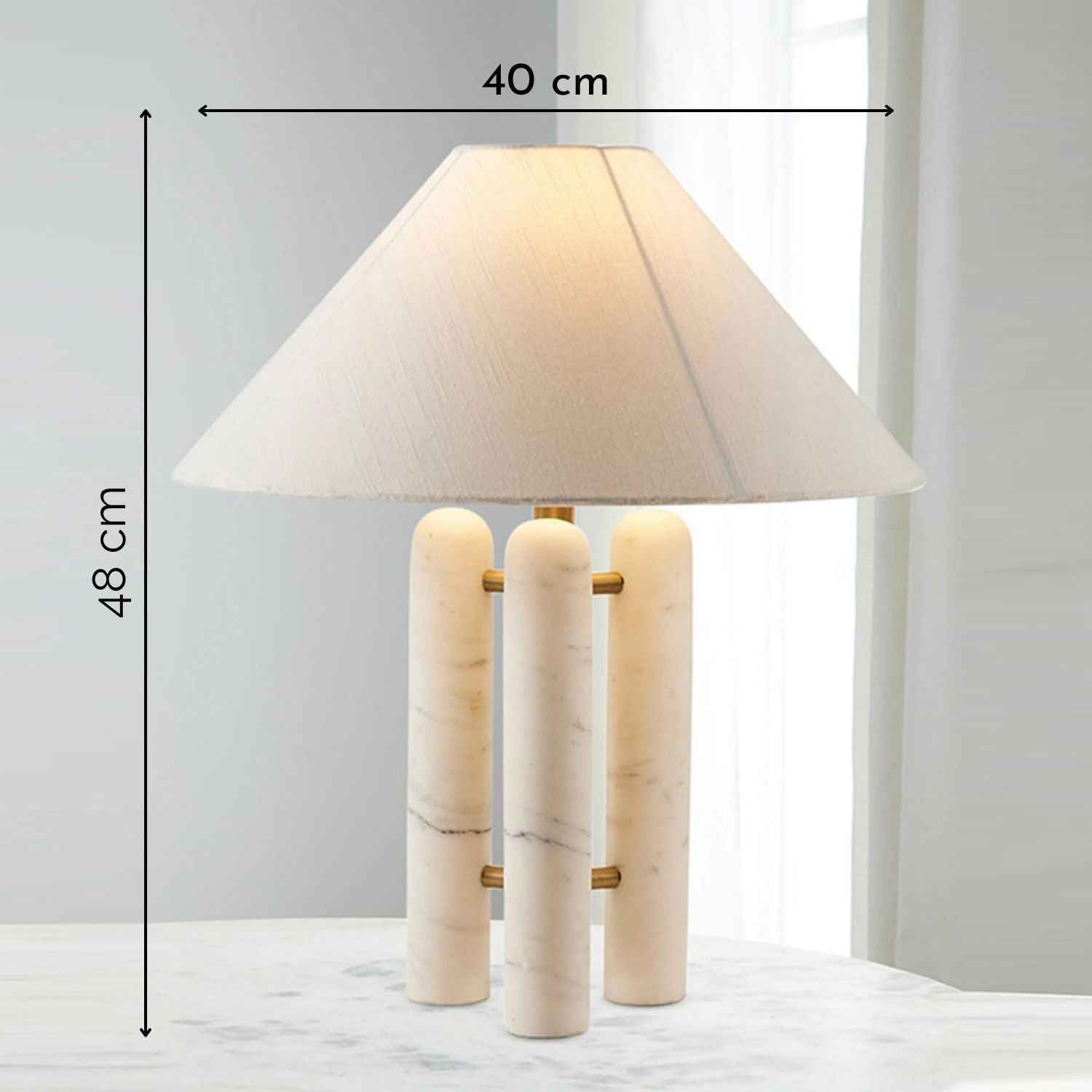 Nordic – Cream Marble Table Lamp 48cm - Cendre Home