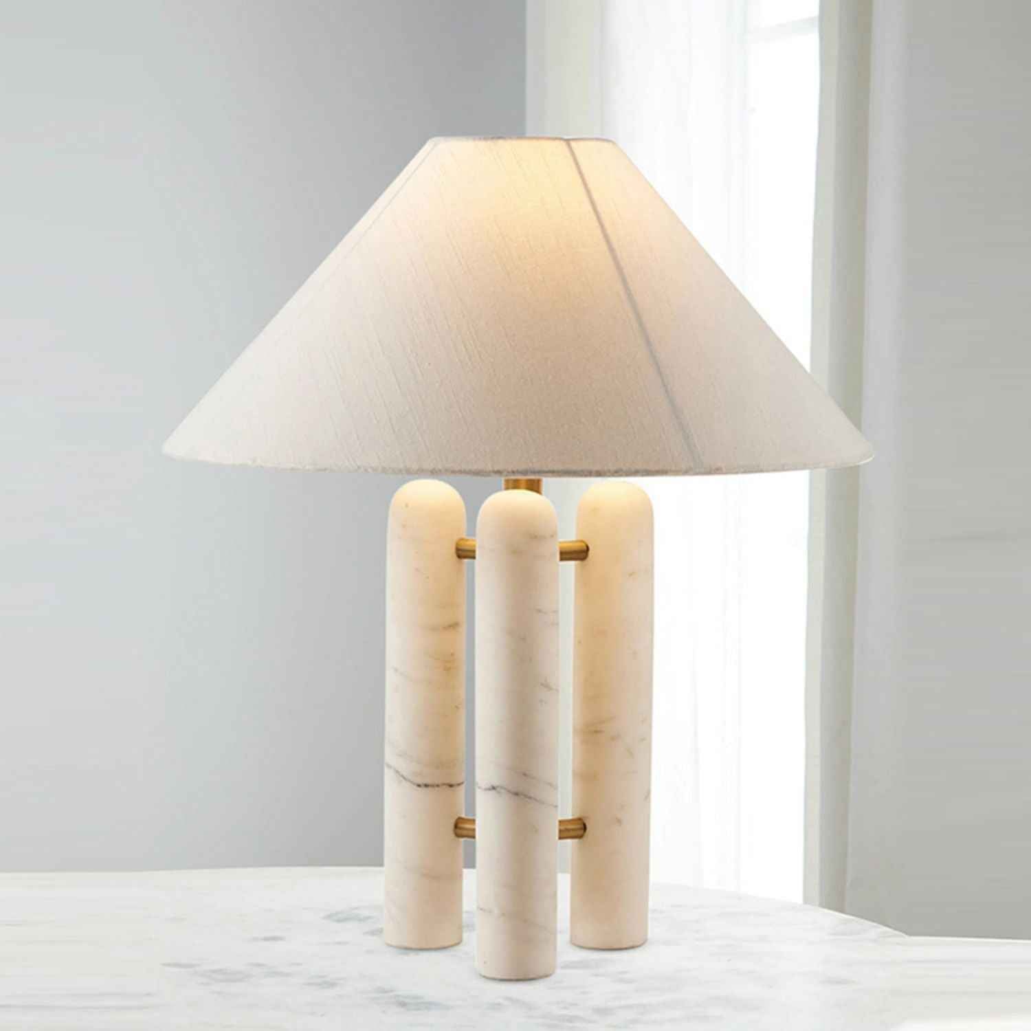 Nordic – Cream Marble Table Lamp 48cm - Cendre Home