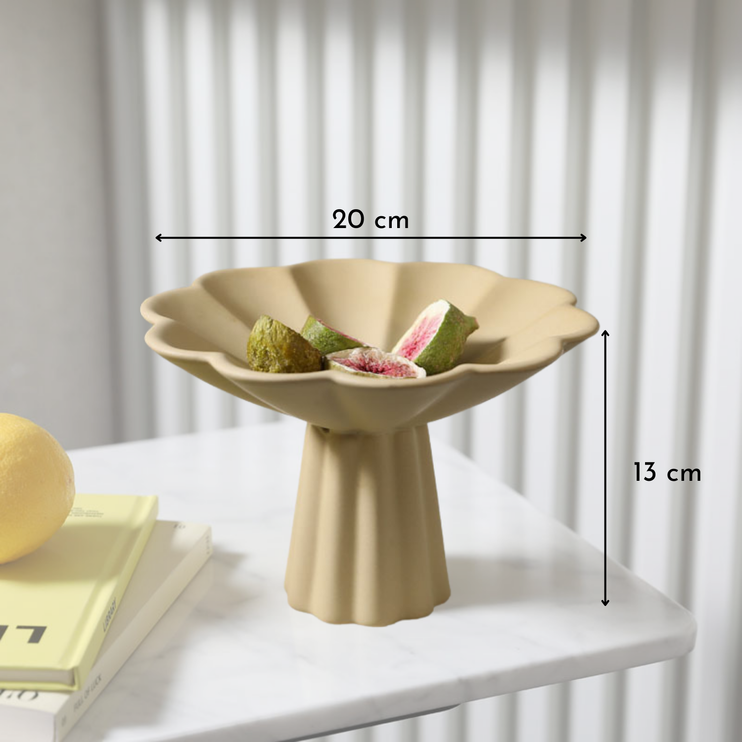Bela Fruit Bowl | Beige Ceramic with Flower-Like Wavy Edge