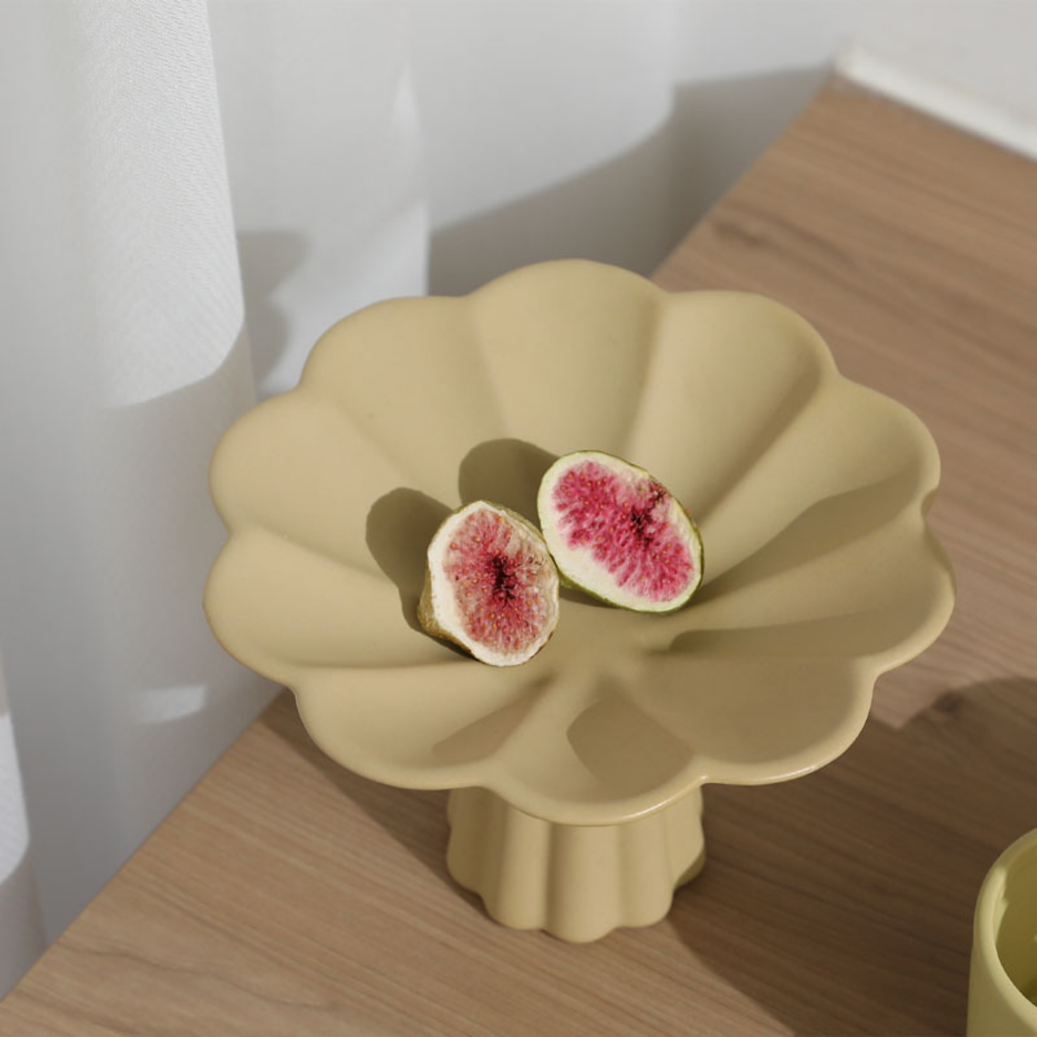 Bela Fruit Bowl | Beige Ceramic with Flower-Like Wavy Edge