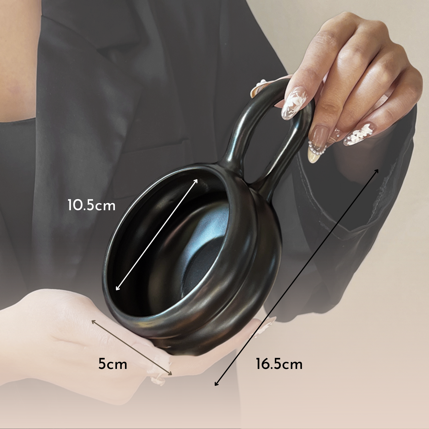 Belo Dark Ceramic Mug | Ergonomic Handle, 250 ml Capacity