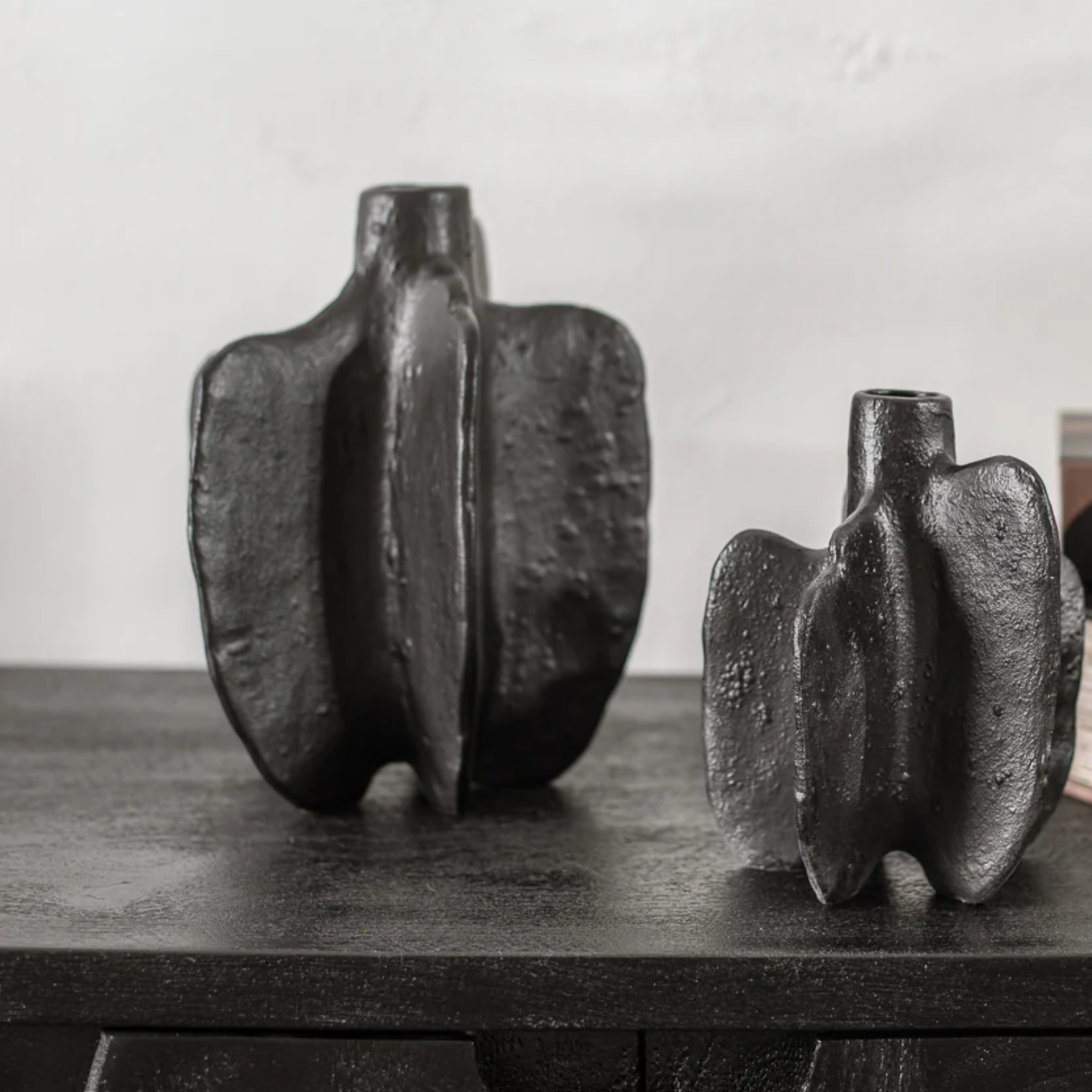 Bela Black Pepper Vase Sculpture | Durable Black Ceramic, 2-in-1 Design