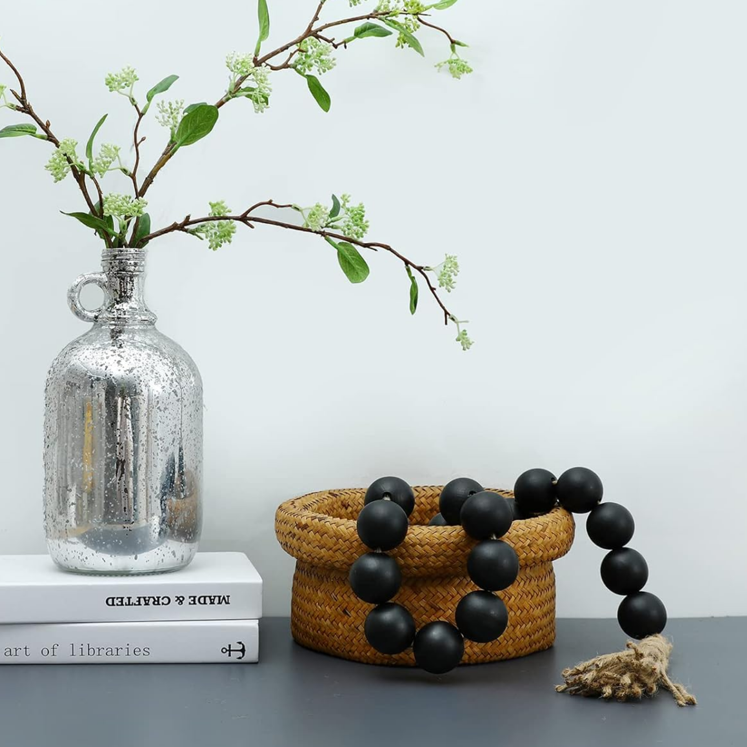 Bela Wooden Garland Rosary | 124 cm Length, Jute Tassels