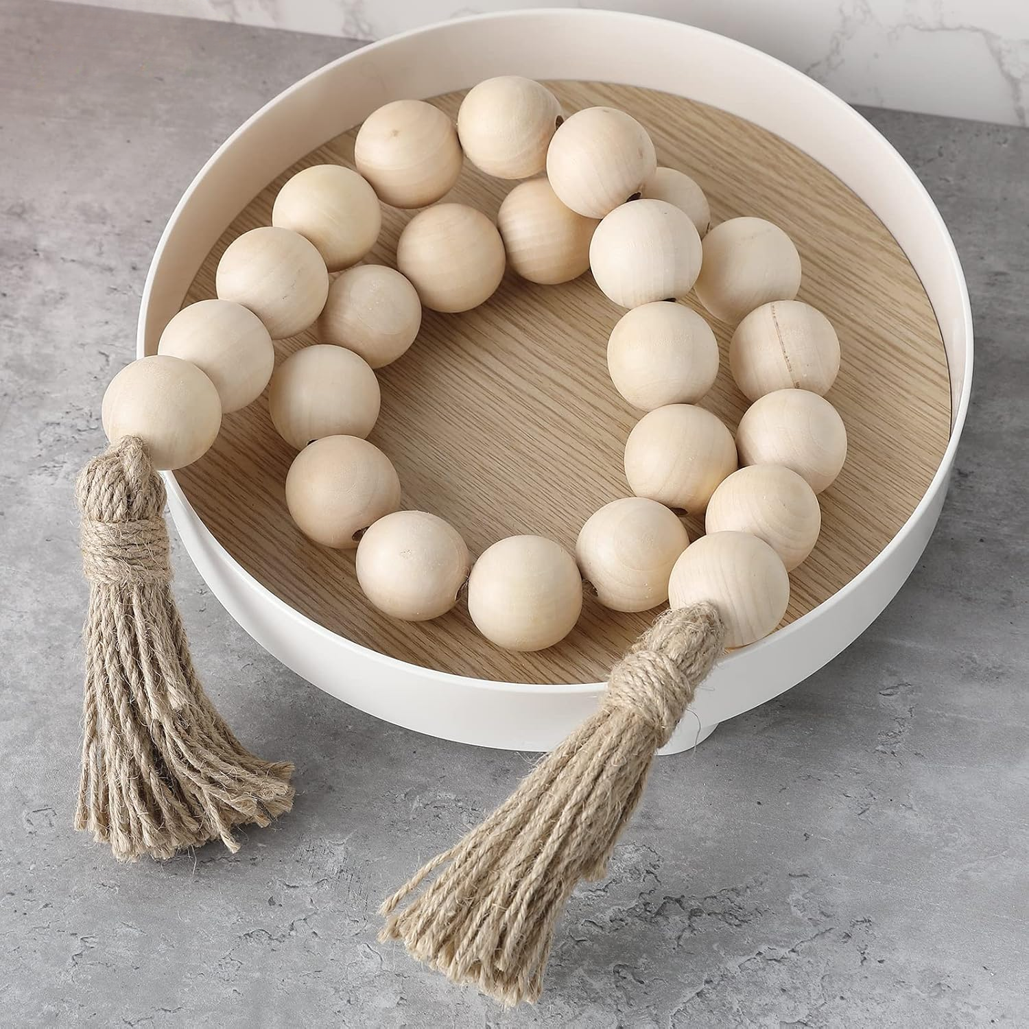 Belo Wooden Bead Garland | Natural Wood, 124 cm Length