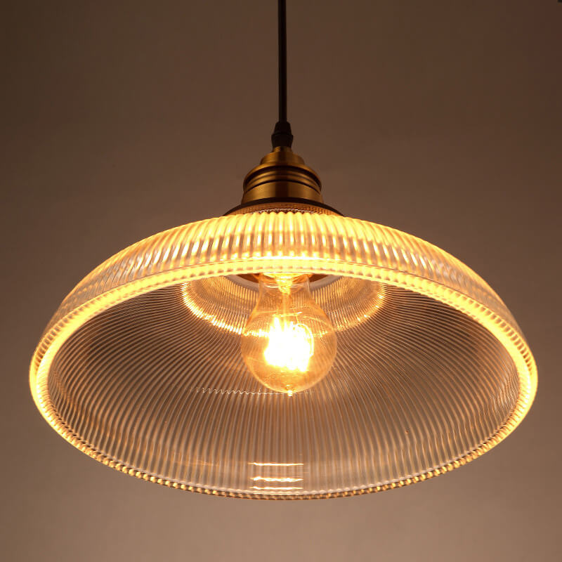 Retro Striped Glass Pendant Light with 1-Lamp Design