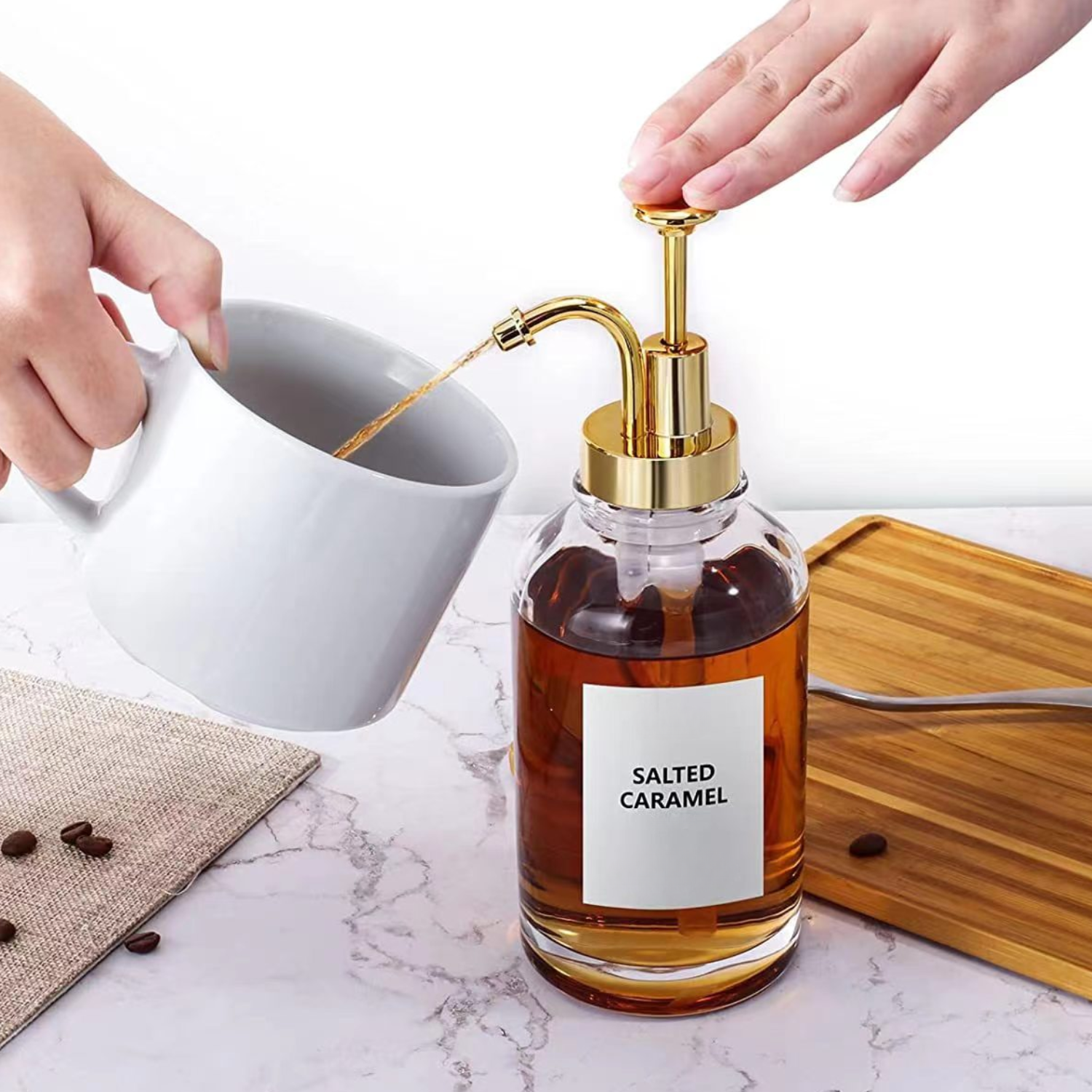 Bela Glass Dispenser Set | 500ml, Gold Trigger, Reinforced Base