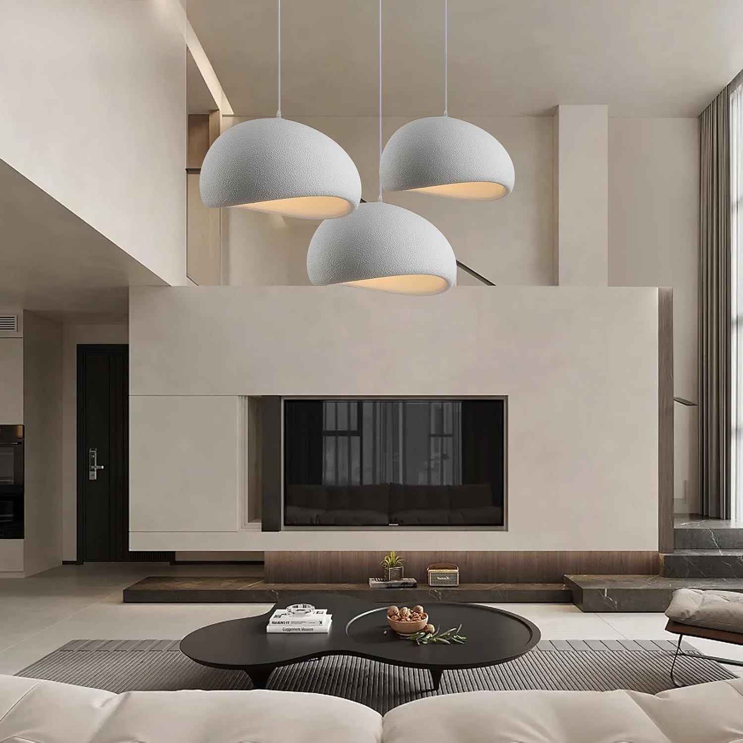 Wabi Sabi – Cream Minimalist Ceiling Lamp 60cm - Cendre Home