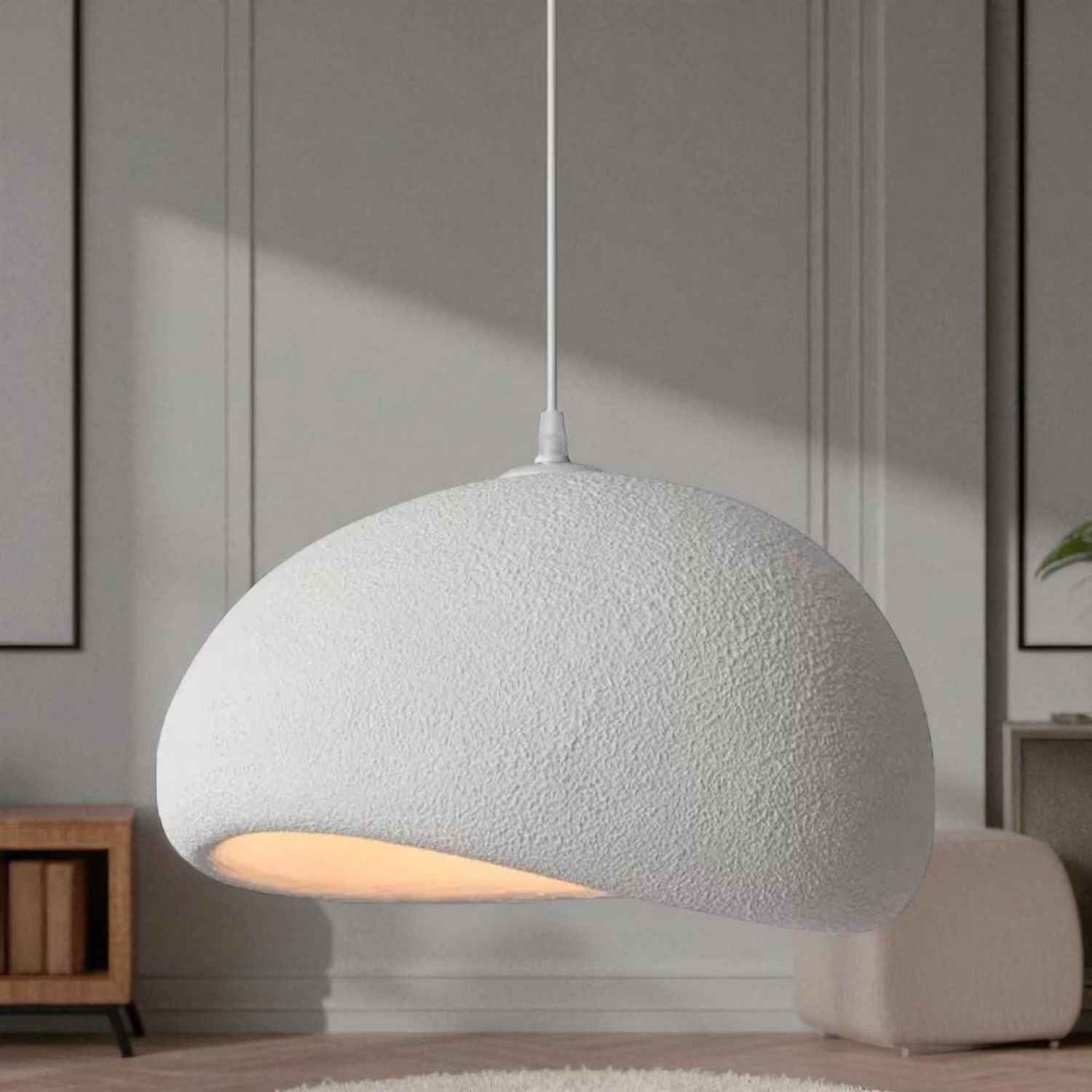 Wabi Sabi – Cream Minimalist Ceiling Lamp 60cm - Cendre Home