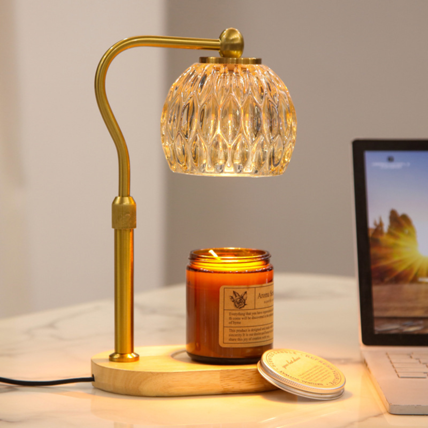 Aromatic – Gold Modern Candle Warmer Lantern - Cendre Home