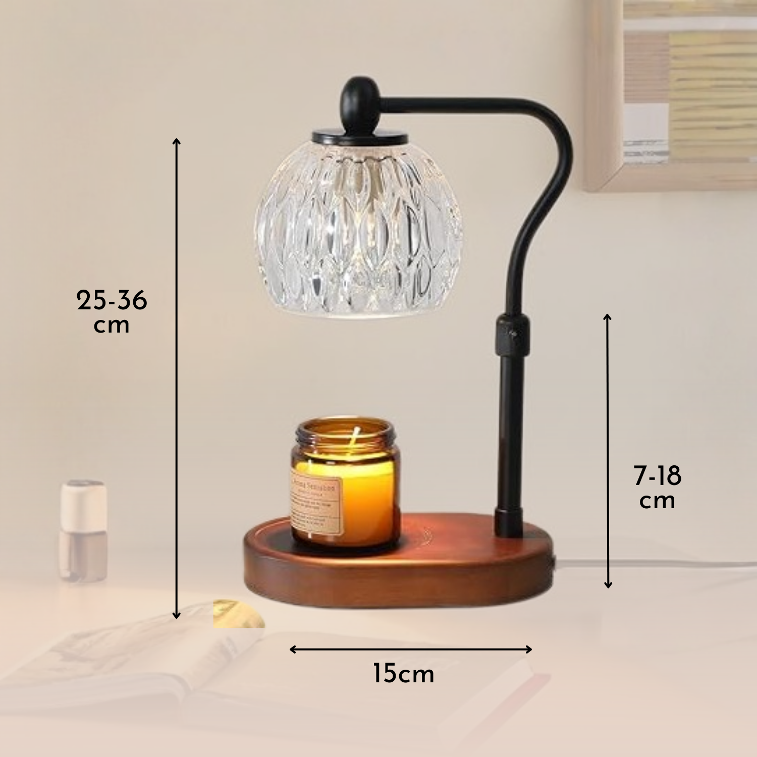Aromatic – Black Modern Lantern Candle Warmer Lamp - Cendre Home
