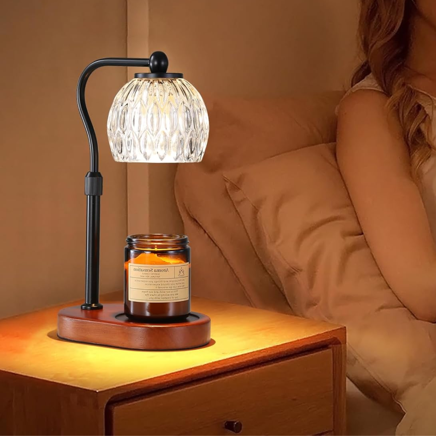 Aromatic – Black Modern Lantern Candle Warmer Lamp - Cendre Home