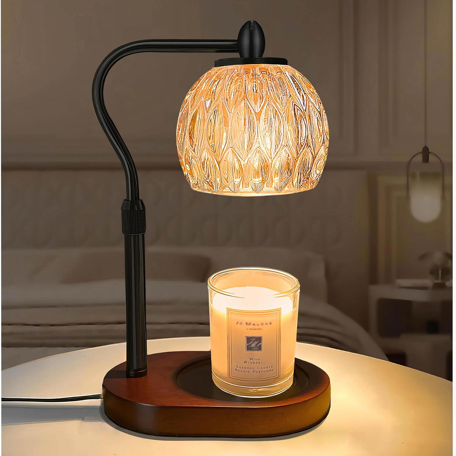 Aromatic – Black Modern Lantern Candle Warmer Lamp - Cendre Home