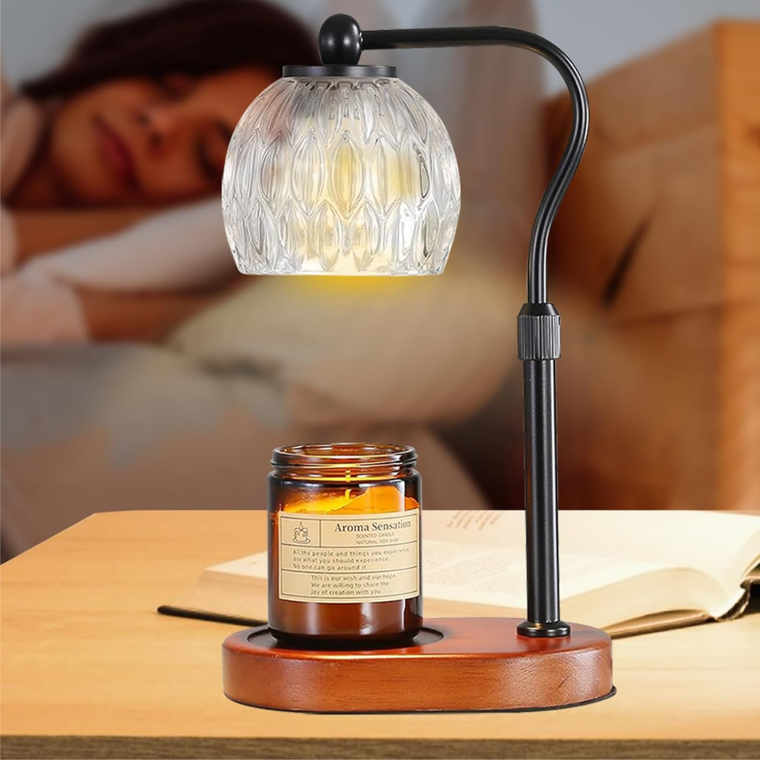 Aromatic – Black Modern Lantern Candle Warmer Lamp - Cendre Home