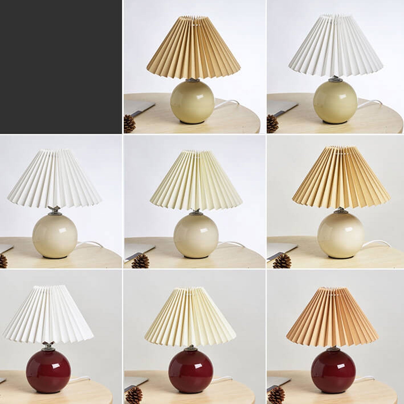 Scandinavian Minimalist Ceramic Pleated Table Lamp with Single Light