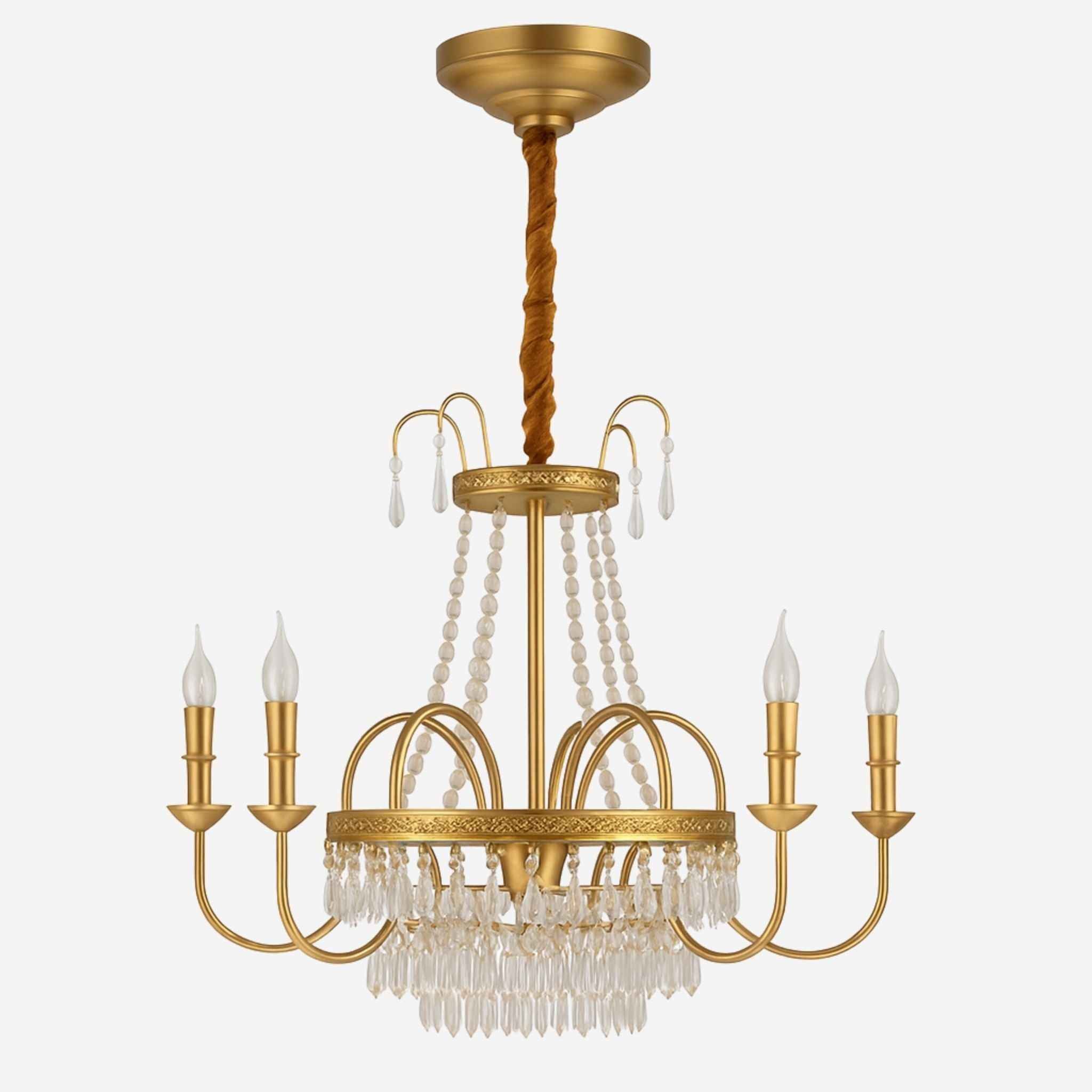 Bello Crystal Chandelier | Brass Finish, Dimmable E14 Socket