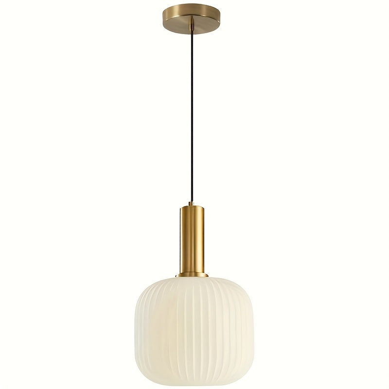 Brio Glass Pendant Light | Ribbed Shade, Polished Brass Finish