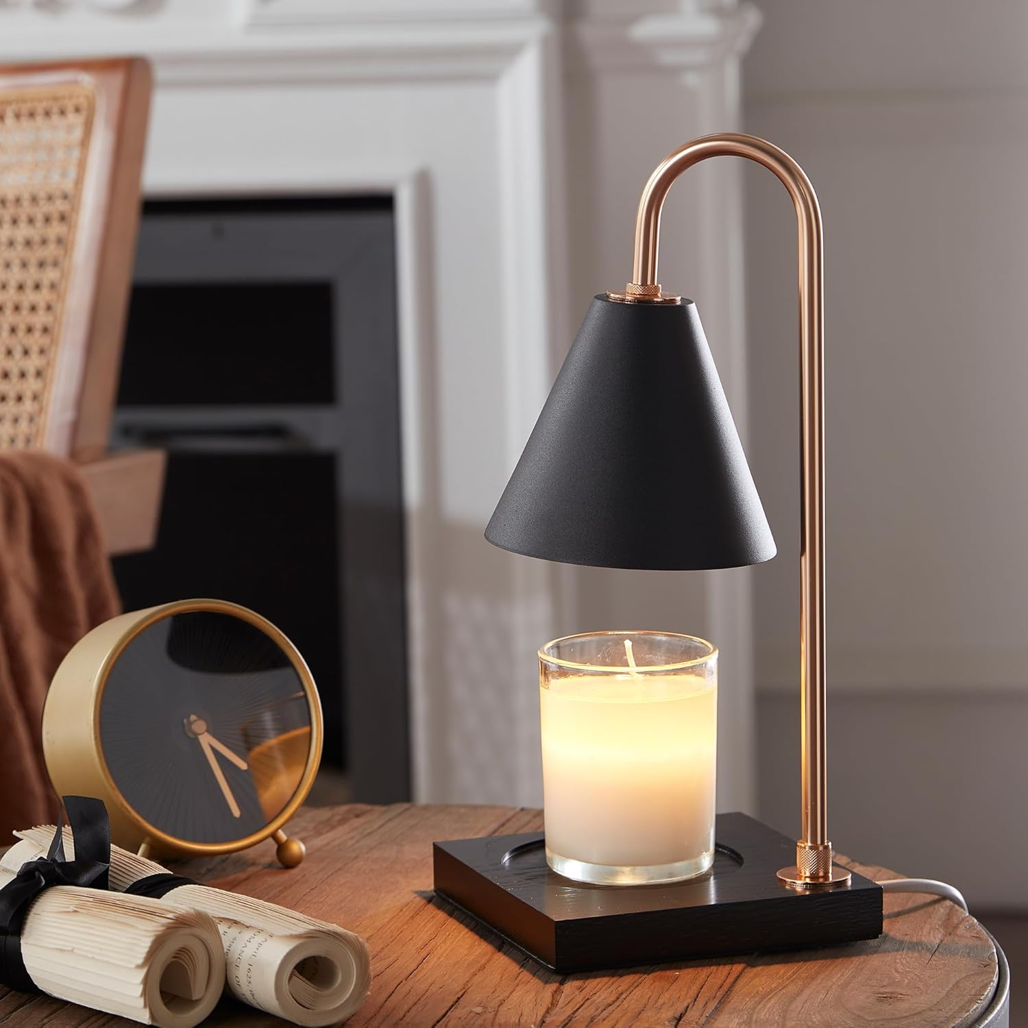 Serenity – Black Modern Adjustable Timer Candle Warmer Lamp - Cendre Home