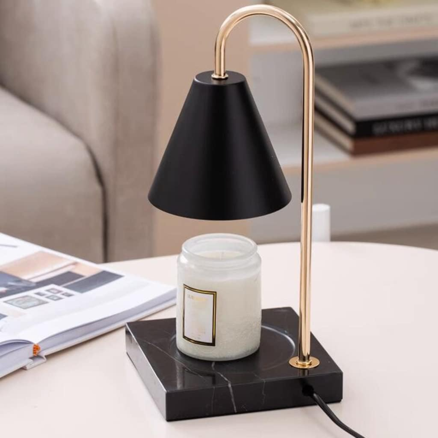Serenity – Black Modern Adjustable Timer Candle Warmer Lamp - Cendre Home