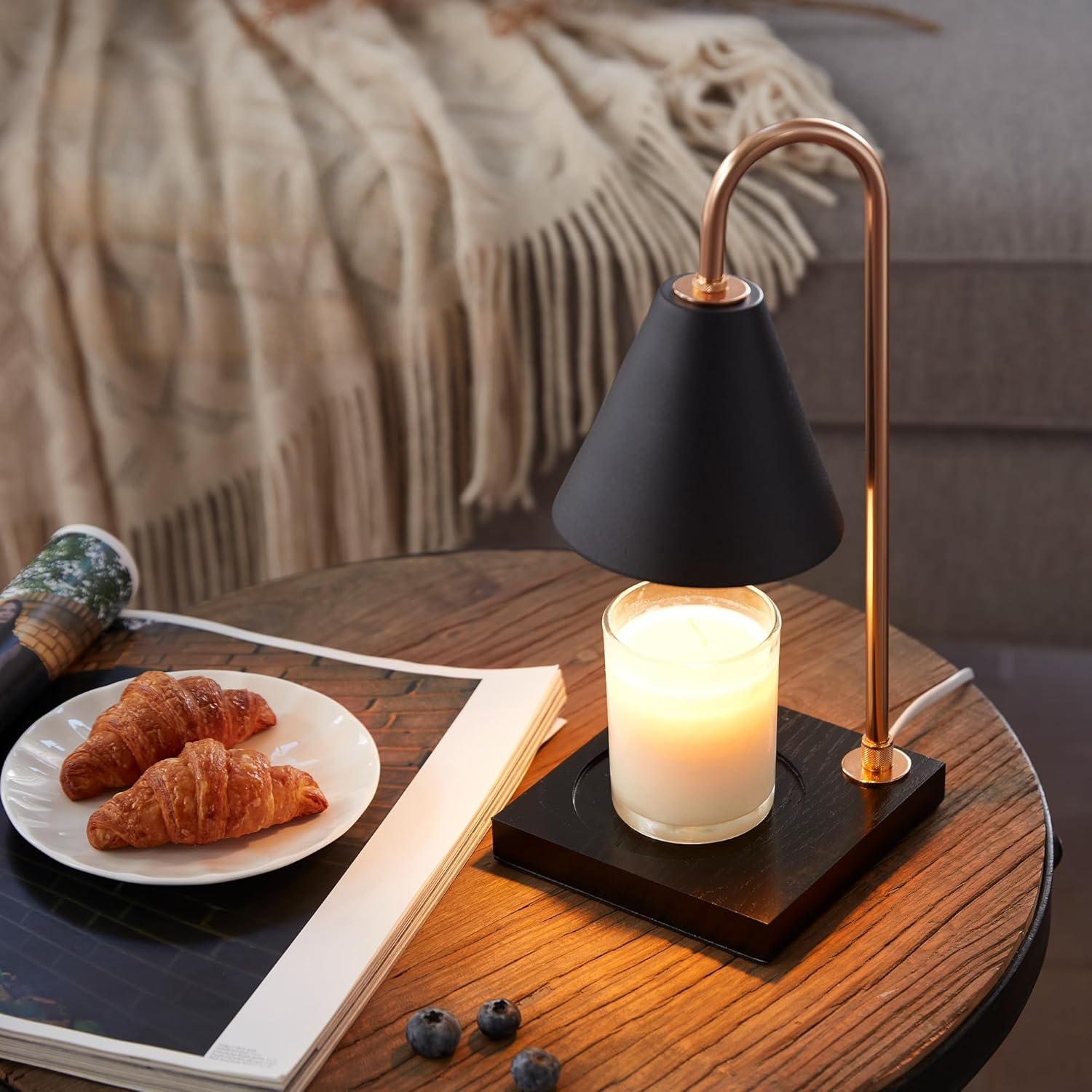 Serenity – Black Modern Adjustable Timer Candle Warmer Lamp - Cendre Home