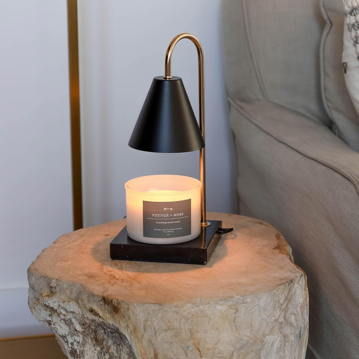 Serenity – Black Modern Adjustable Timer Candle Warmer Lamp - Cendre Home