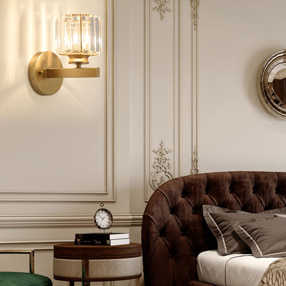 Bela Crystal Wall Light | Modern Iron Sconce, Dimmable E27 Bulb