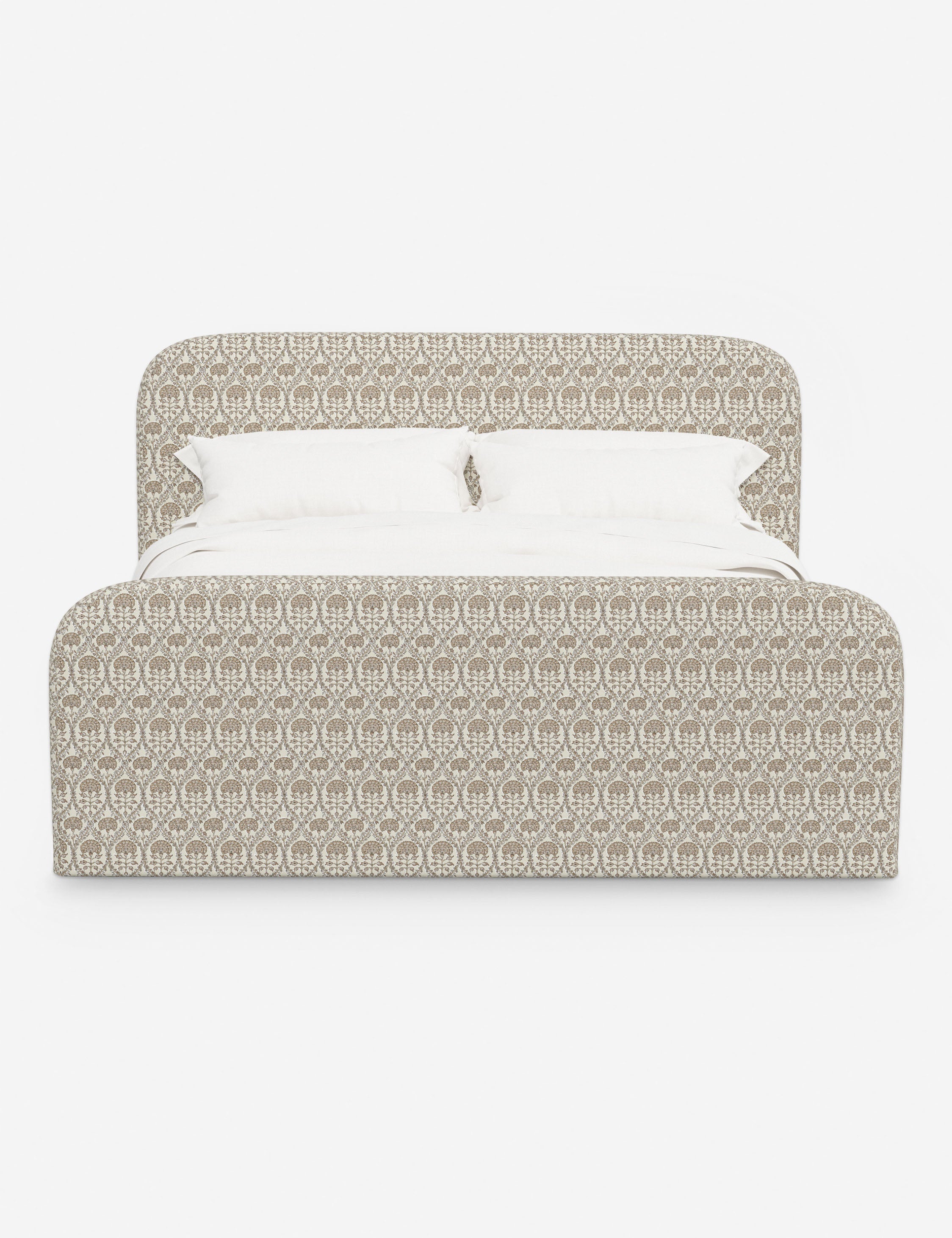 Bela Upholstered Bed | Low Rounded Headboard, Raised Footboard