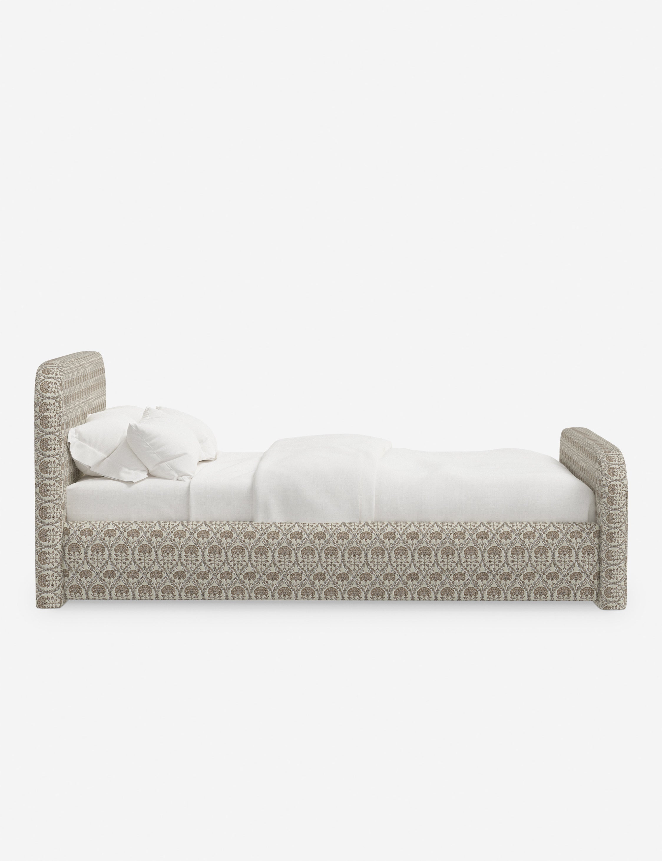 Bela Upholstered Bed | Low Rounded Headboard, Raised Footboard