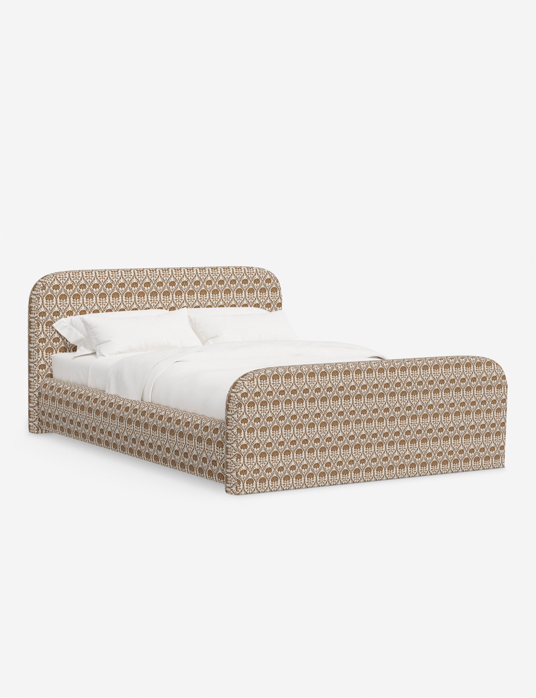Bela Upholstered Bed | Low Rounded Headboard, Raised Footboard